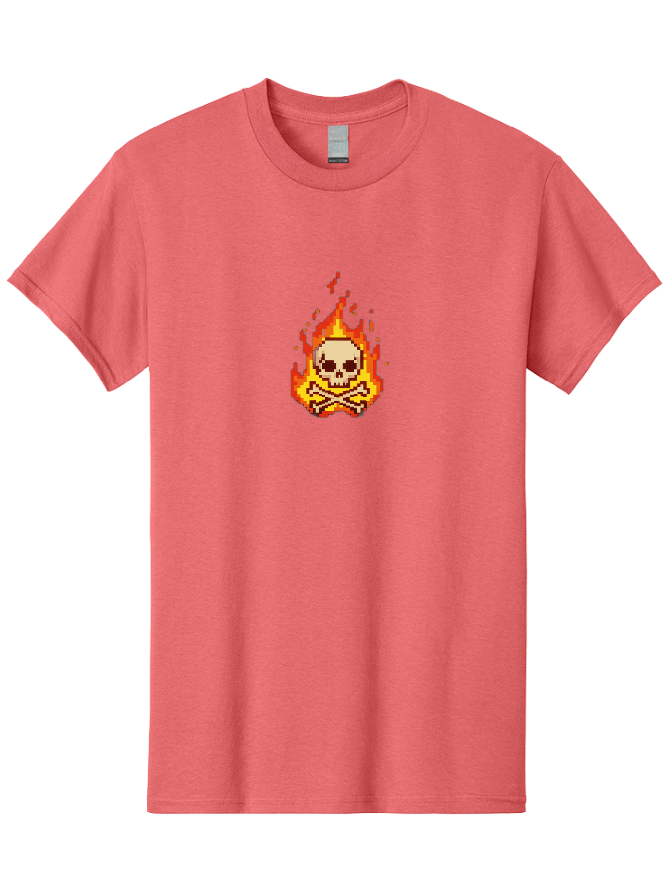 Pixel-Skull-And-Crossbones Men'S Graphic Tee, 100% Cotton, Comfortable Casual Summer Wear, Machine Washable, Death Symbol, Danger Sign, Warning Sign, Skull And Crossbones, Pixel Art, Retro Gaming, Grunge Aesthetics, Fiery Flames, Bae242 3