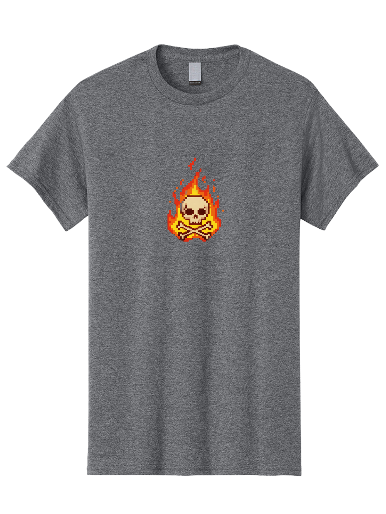 Pixel-Skull-And-Crossbones Men'S Graphic Tee, 100% Cotton, Comfortable Casual Summer Wear, Machine Washable, Death Symbol, Danger Sign, Warning Sign, Skull And Crossbones, Pixel Art, Retro Gaming, Grunge Aesthetics, Fiery Flames, Bae242 4