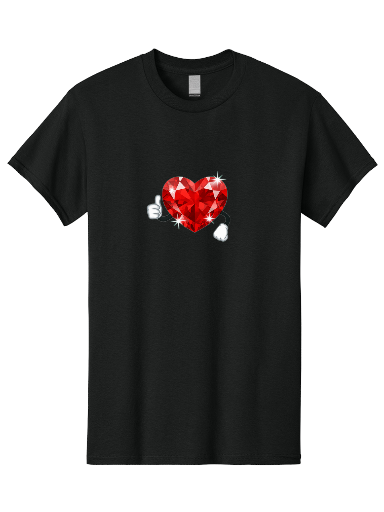 Red-Diamond-Heart Men'S Graphic Tee, 100% Cotton, Comfortable Casual Summer Wear, Machine Washable, Red Heart Gem, Thumbs Up, Sparkling Gemstone, Shiny Heart, Love Symbol, Valentine'S Day, Heart Shape, Gemstone Character, Sparkling Effect, Bae247 12