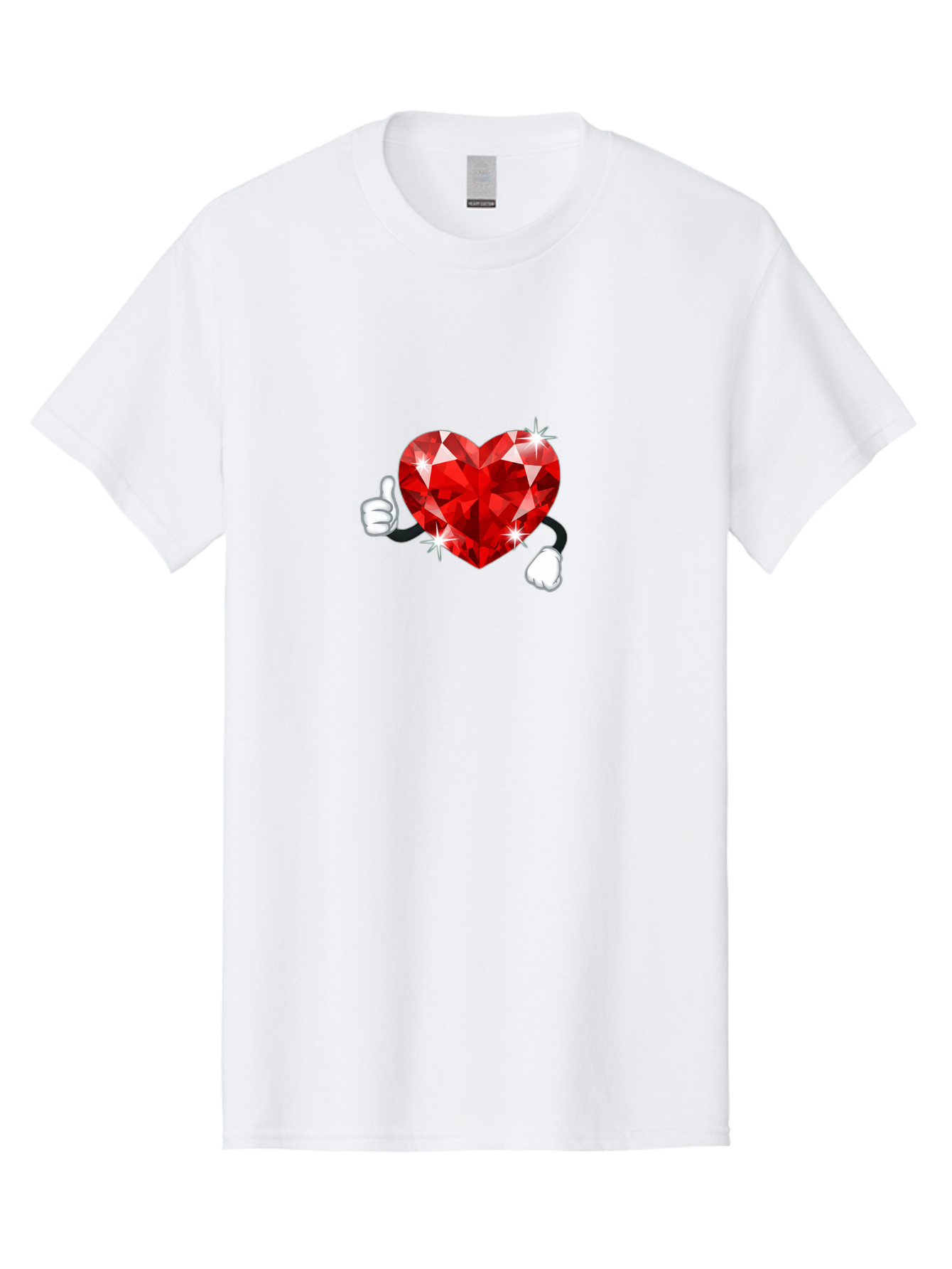 Red-Diamond-Heart Men'S Graphic Tee, 100% Cotton, Comfortable Casual Summer Wear, Machine Washable, Red Heart Gem, Thumbs Up, Sparkling Gemstone, Shiny Heart, Love Symbol, Valentine'S Day, Heart Shape, Gemstone Character, Sparkling Effect, Bae247 8