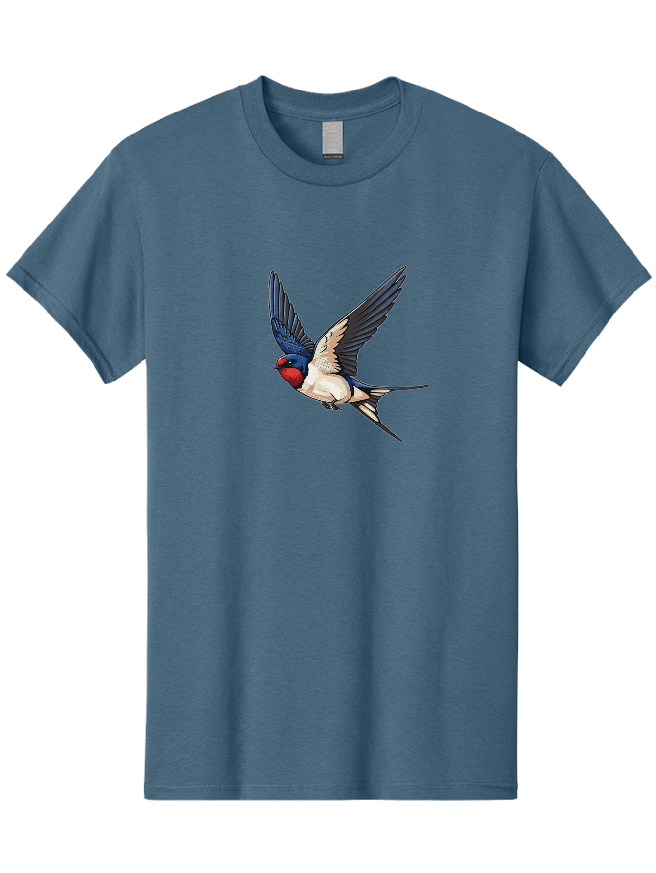 Red-Faced-Swallow Men'S Graphic Tee, 100% Cotton, Comfortable Casual Summer Wear, Machine Washable, Swallow In Flight, Bird Species, Wingspan, Feather Details, Red Face, Blue Wings, White Belly, Dynamic Pose, Wildlife Illustration, Avian Art Bae248 8