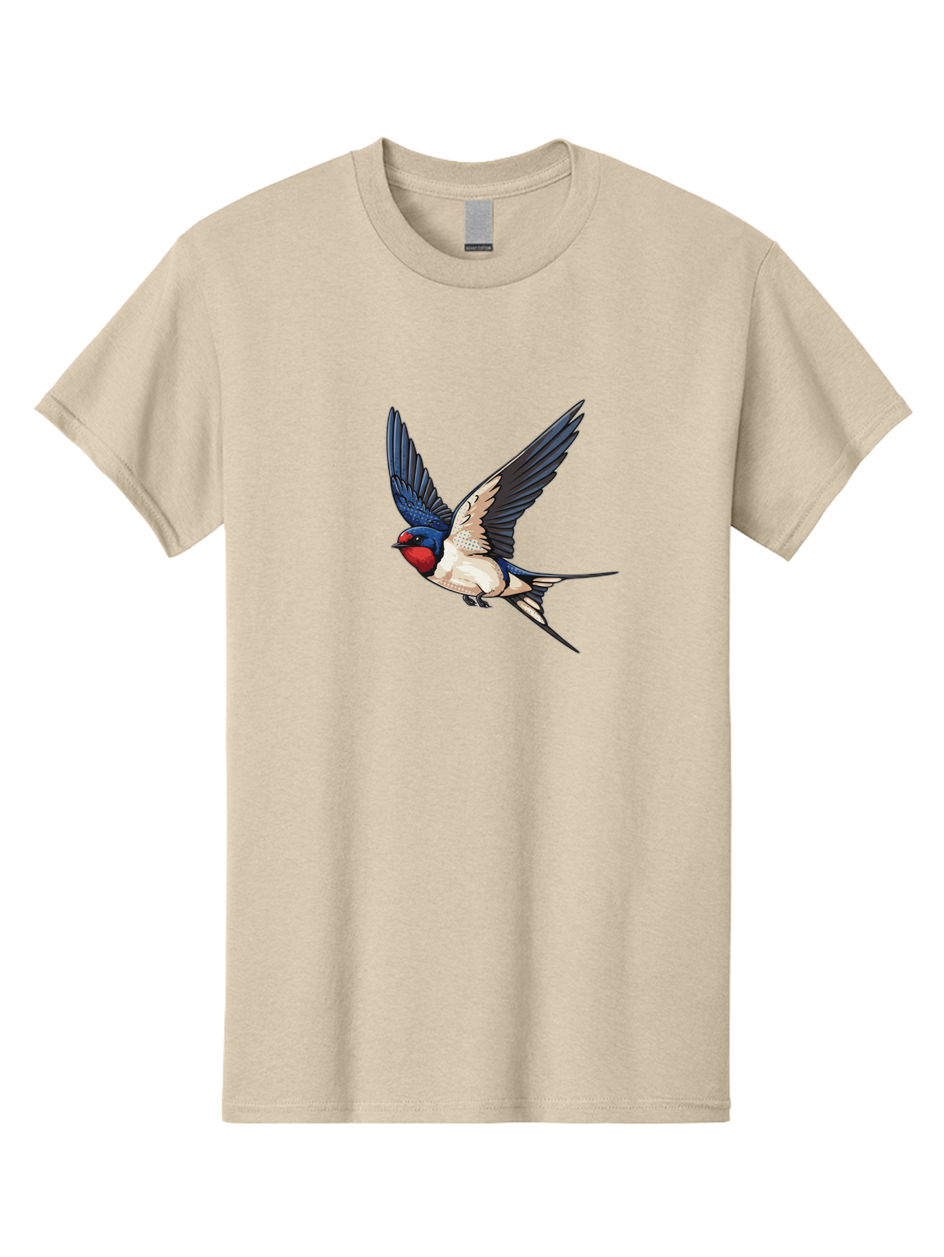Red-Faced-Swallow Men'S Graphic Tee, 100% Cotton, Comfortable Casual Summer Wear, Machine Washable, Swallow In Flight, Bird Species, Wingspan, Feather Details, Red Face, Blue Wings, White Belly, Dynamic Pose, Wildlife Illustration, Avian Art Bae248 7