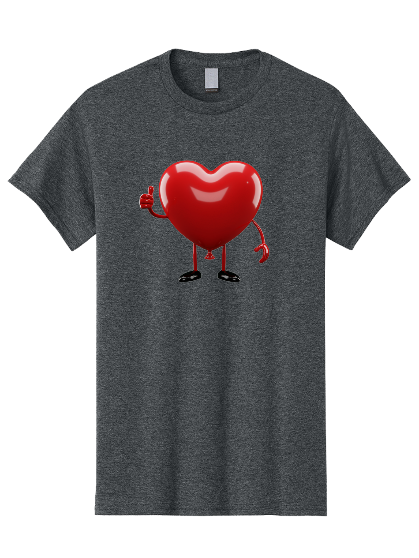 Red-Heart-Character-2 Men'S Graphic Tee, 100% Cotton, Comfortable Casual Summer Wear, Machine Washable, Heart Character With Thumbs Up, Red Heart, Love Symbol, Cartoon Heart, Happiness, Heart Shape, Love Icon, Positive Gesture, Bae250 15