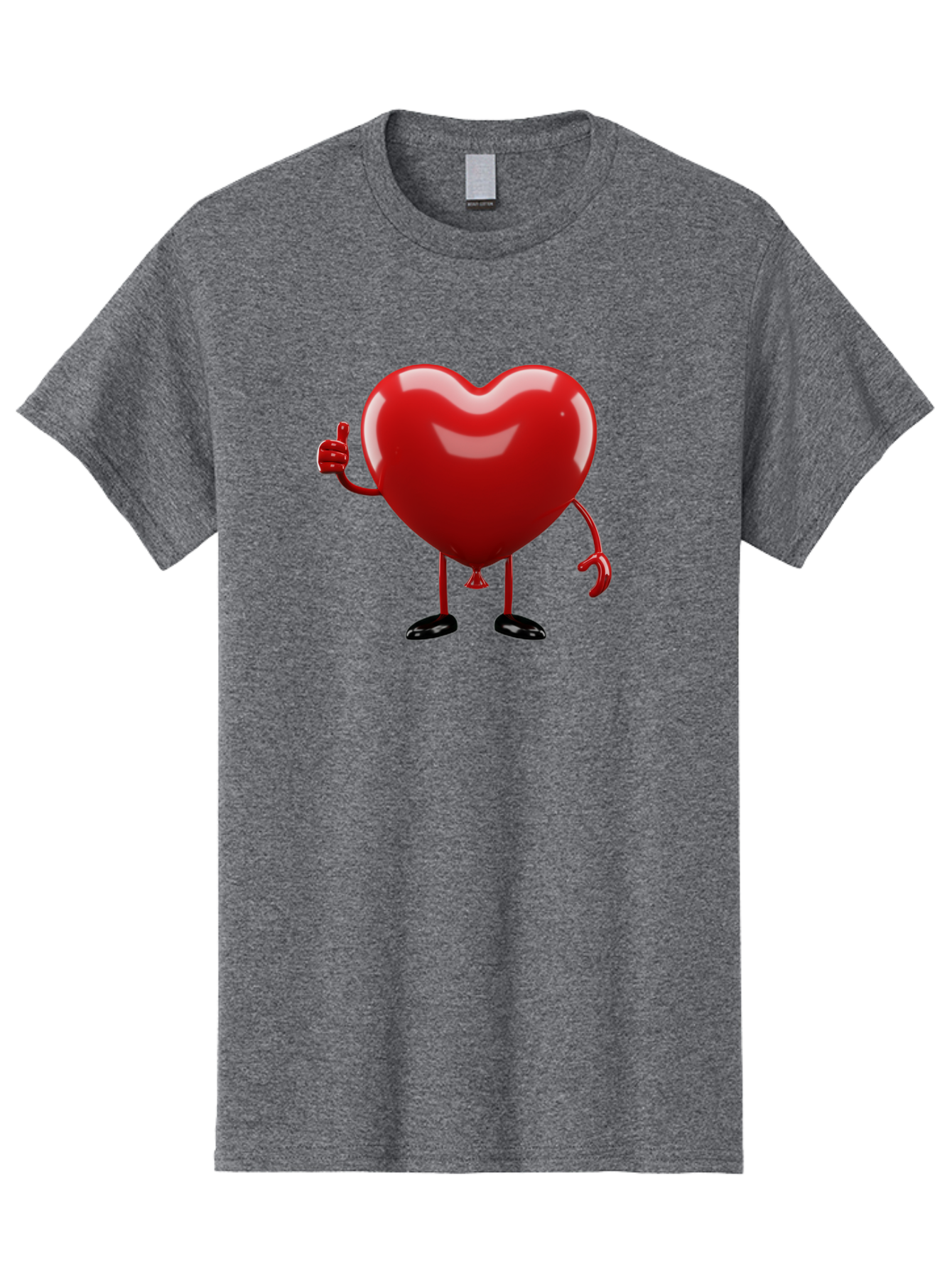 Red-Heart-Character-2 Men'S Graphic Tee, 100% Cotton, Comfortable Casual Summer Wear, Machine Washable, Heart Character With Thumbs Up, Red Heart, Love Symbol, Cartoon Heart, Happiness, Heart Shape, Love Icon, Positive Gesture, Bae250 11