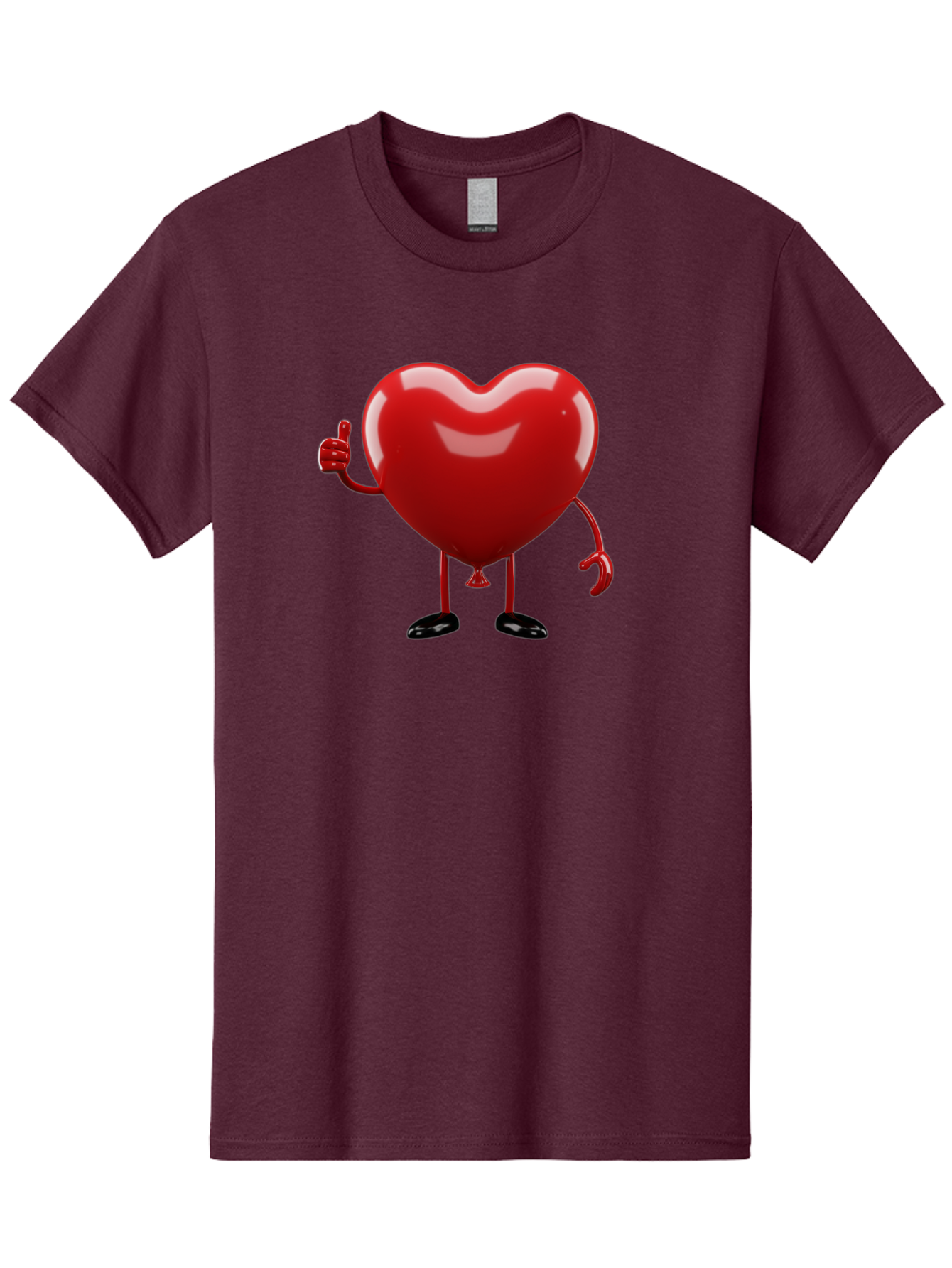 Red-Heart-Character-2 Men'S Graphic Tee, 100% Cotton, Comfortable Casual Summer Wear, Machine Washable, Heart Character With Thumbs Up, Red Heart, Love Symbol, Cartoon Heart, Happiness, Heart Shape, Love Icon, Positive Gesture, Bae250 13