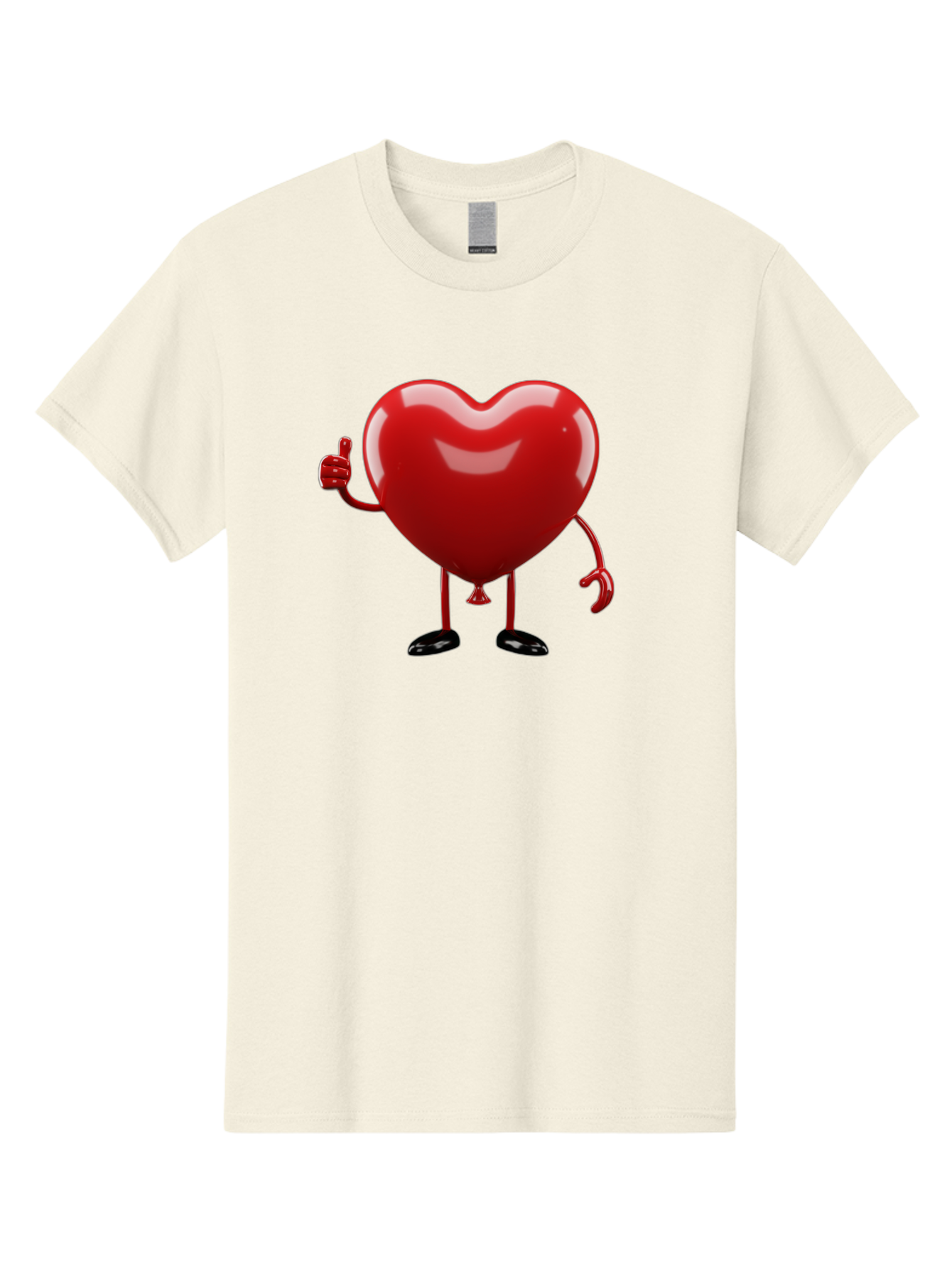 Red-Heart-Character-2 Men'S Graphic Tee, 100% Cotton, Comfortable Casual Summer Wear, Machine Washable, Heart Character With Thumbs Up, Red Heart, Love Symbol, Cartoon Heart, Happiness, Heart Shape, Love Icon, Positive Gesture, Bae250 10