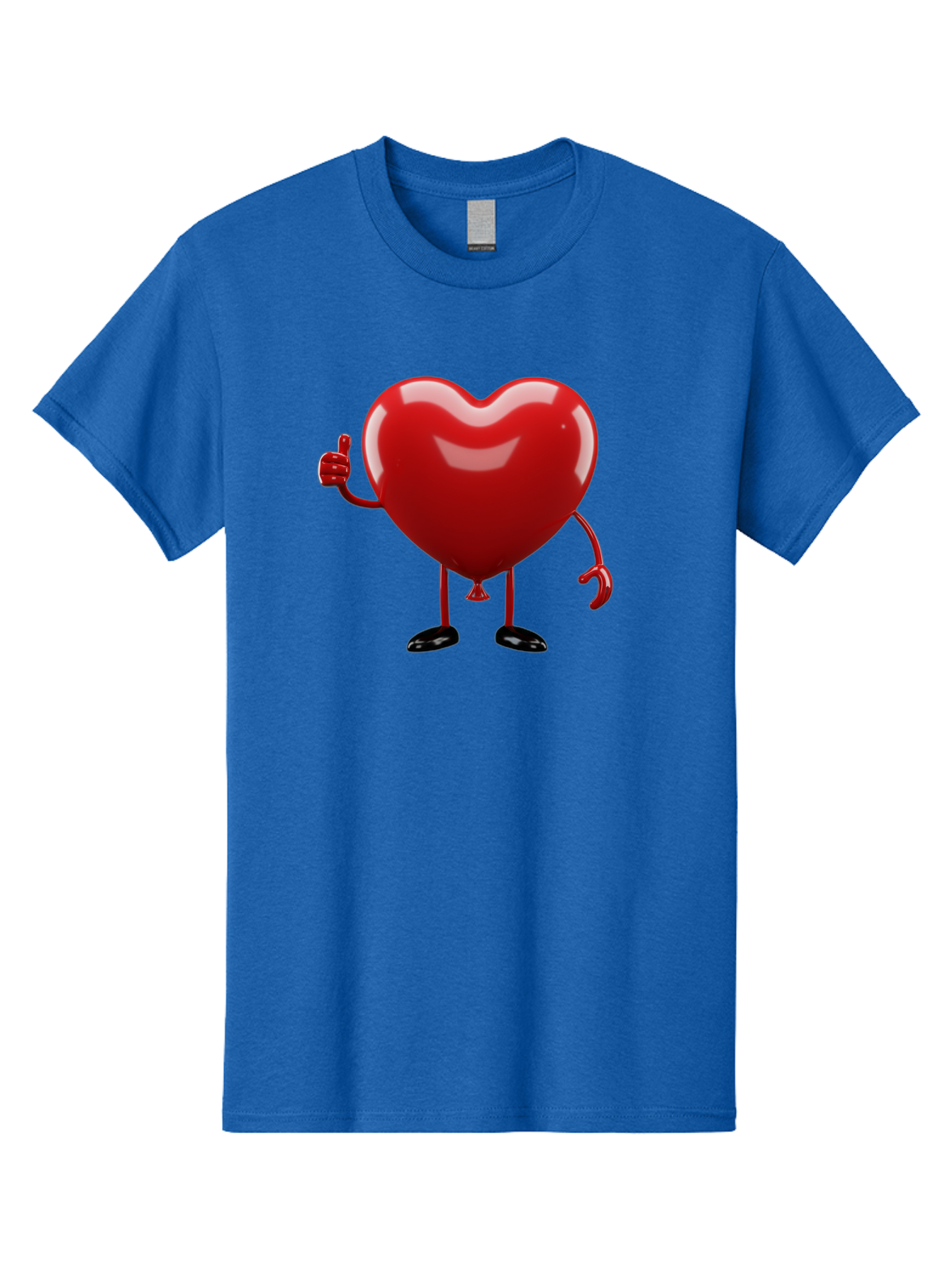 Red-Heart-Character-2 Men'S Graphic Tee, 100% Cotton, Comfortable Casual Summer Wear, Machine Washable, Heart Character With Thumbs Up, Red Heart, Love Symbol, Cartoon Heart, Happiness, Heart Shape, Love Icon, Positive Gesture, Bae250 4