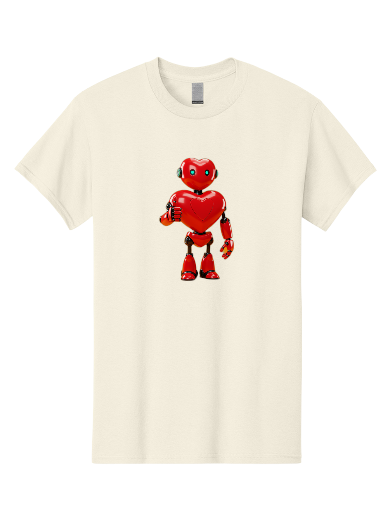 Red-Heart-Robot Men'S Graphic Tee, 100% Cotton, Comfortable Casual Summer Wear, Machine Washable, Red Robot With Heart-Shaped Body, Futuristic Design, Heart-Shaped Head, Blue Glowing Eyes, Robotic Lover, Cyborg, Shiny Red Metal, Bae253 9