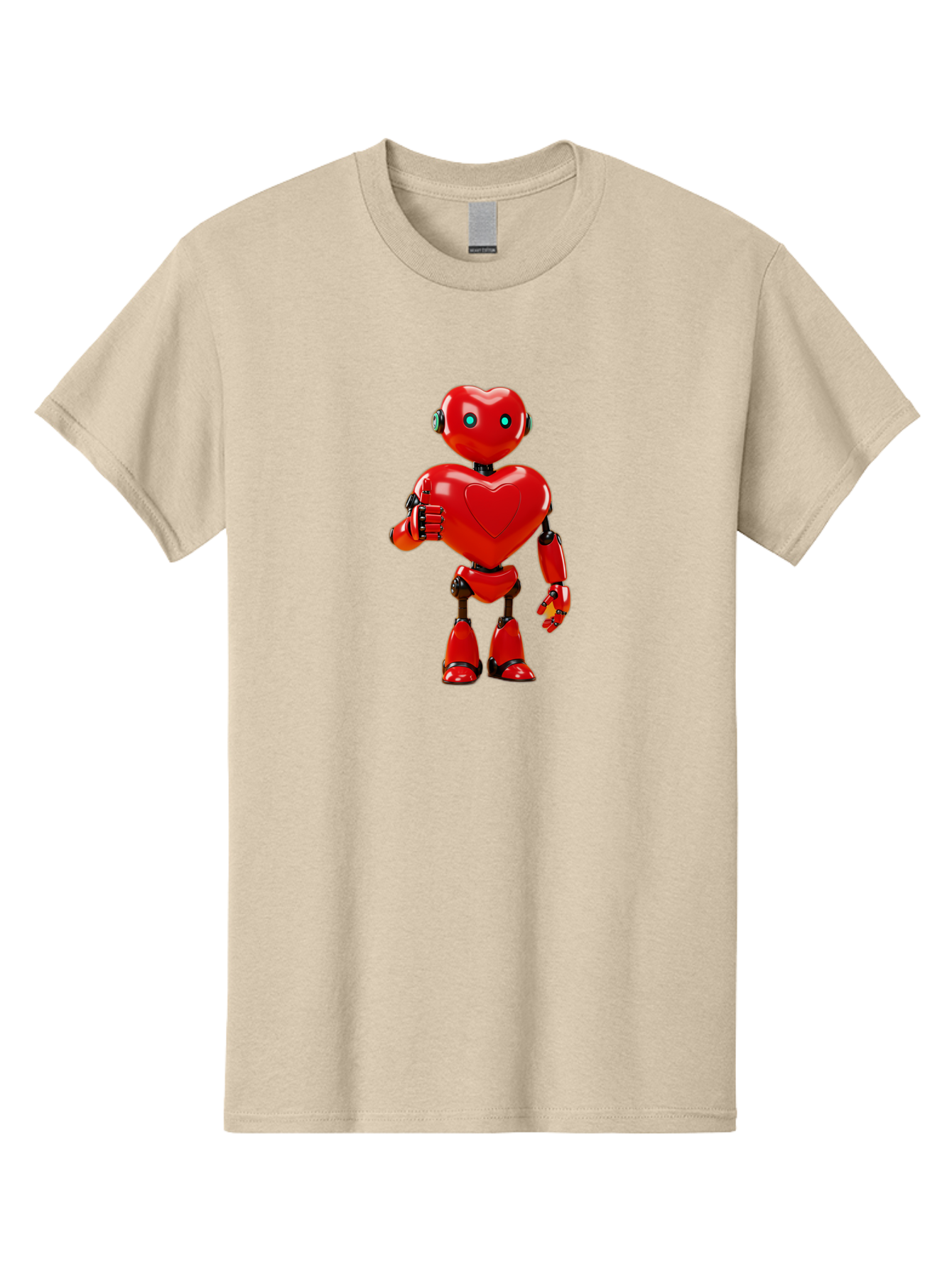 Red-Heart-Robot Men'S Graphic Tee, 100% Cotton, Comfortable Casual Summer Wear, Machine Washable, Red Robot With Heart-Shaped Body, Futuristic Design, Heart-Shaped Head, Blue Glowing Eyes, Robotic Lover, Cyborg, Shiny Red Metal, Bae253 12