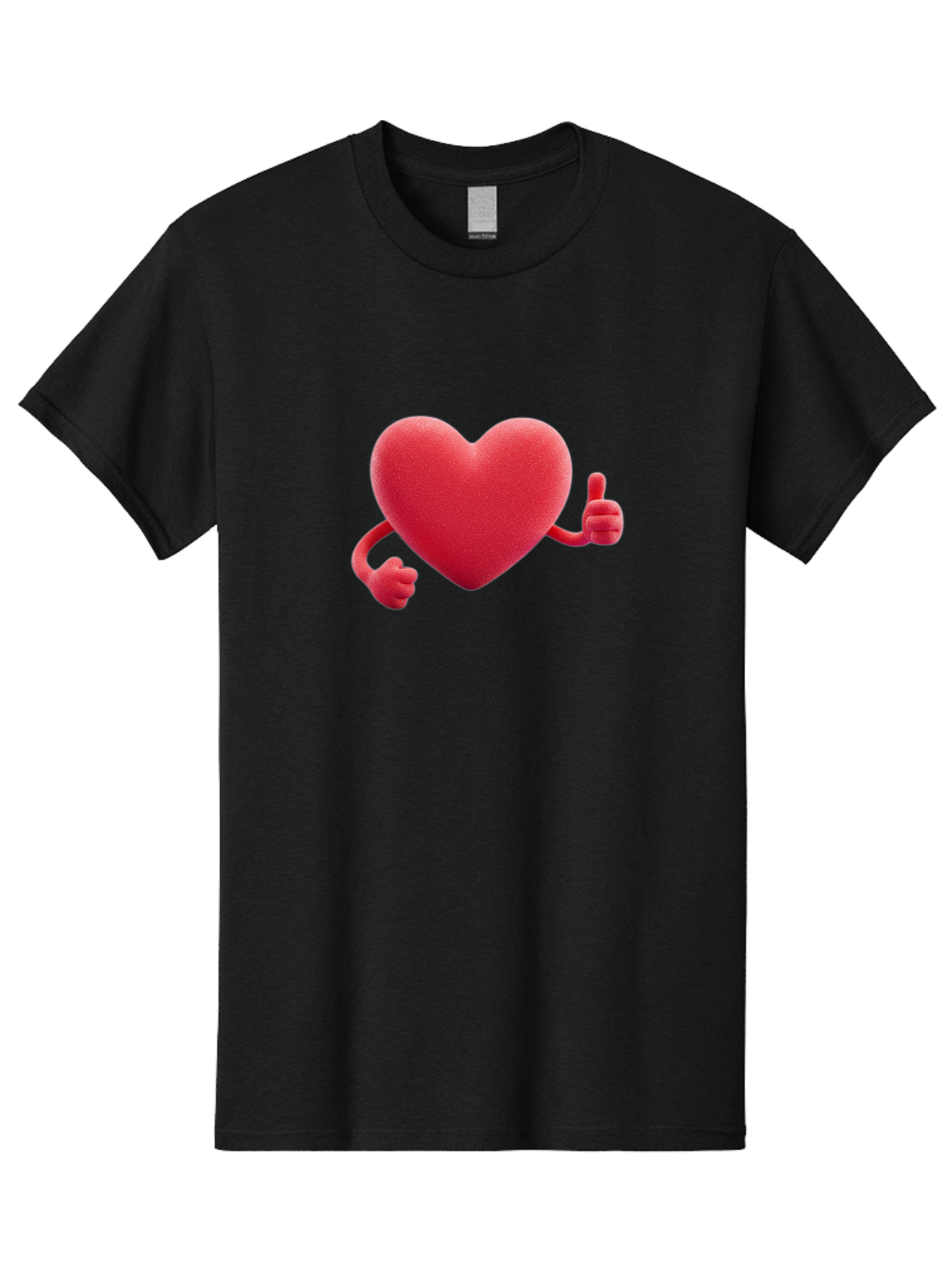 Red-Heart Men'S Graphic Tee, 100% Cotton, Comfortable Casual Summer Wear, Machine Washable, Red Heart Character, Thumbs Up Gesture, Cartoon Heart, Approval Symbol, Love Icon, Positivity, Heart Symbol, Cute Illustration, Heart Gesture Bae255 6