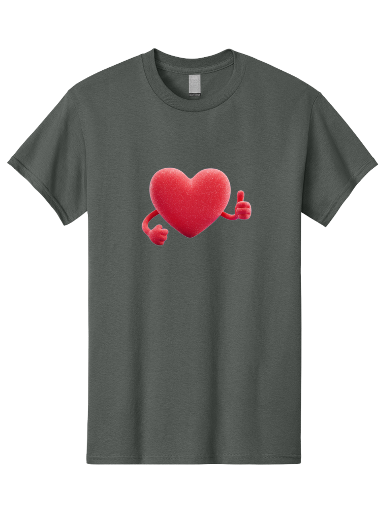 Red-Heart Men'S Graphic Tee, 100% Cotton, Comfortable Casual Summer Wear, Machine Washable, Red Heart Character, Thumbs Up Gesture, Cartoon Heart, Approval Symbol, Love Icon, Positivity, Heart Symbol, Cute Illustration, Heart Gesture Bae255 2