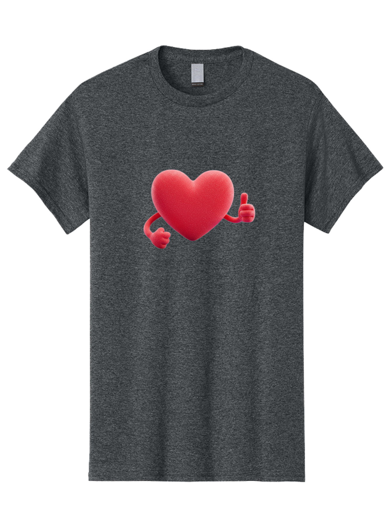 Red-Heart Men'S Graphic Tee, 100% Cotton, Comfortable Casual Summer Wear, Machine Washable, Red Heart Character, Thumbs Up Gesture, Cartoon Heart, Approval Symbol, Love Icon, Positivity, Heart Symbol, Cute Illustration, Heart Gesture Bae255 12