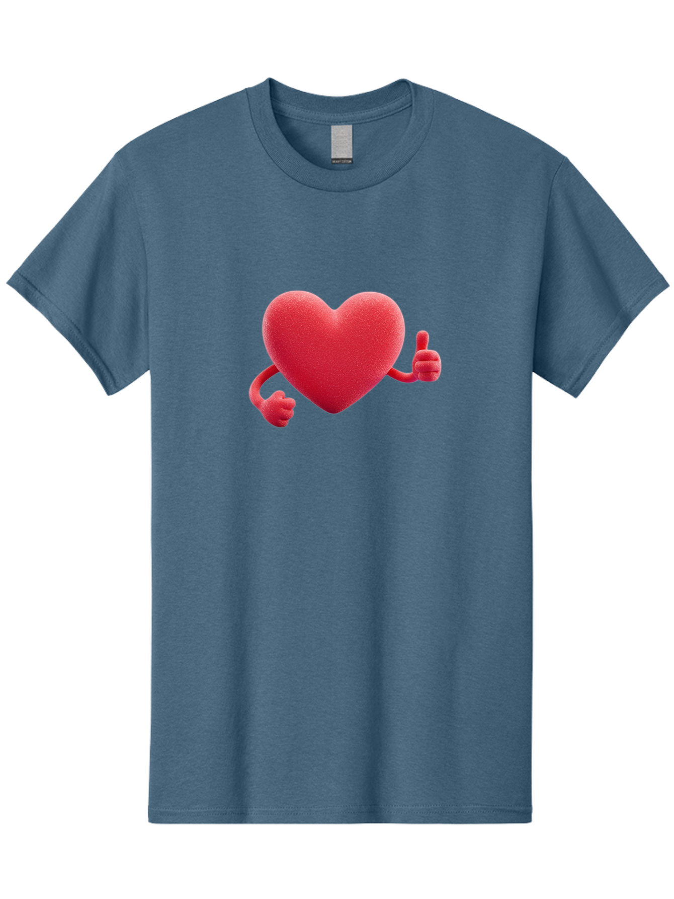 Red-Heart Men'S Graphic Tee, 100% Cotton, Comfortable Casual Summer Wear, Machine Washable, Red Heart Character, Thumbs Up Gesture, Cartoon Heart, Approval Symbol, Love Icon, Positivity, Heart Symbol, Cute Illustration, Heart Gesture Bae255 1