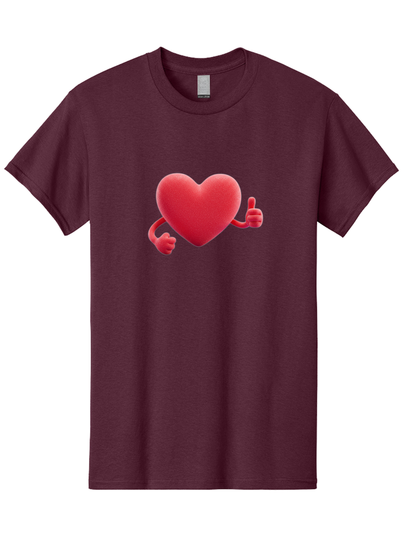 Red-Heart Men'S Graphic Tee, 100% Cotton, Comfortable Casual Summer Wear, Machine Washable, Red Heart Character, Thumbs Up Gesture, Cartoon Heart, Approval Symbol, Love Icon, Positivity, Heart Symbol, Cute Illustration, Heart Gesture Bae255 13