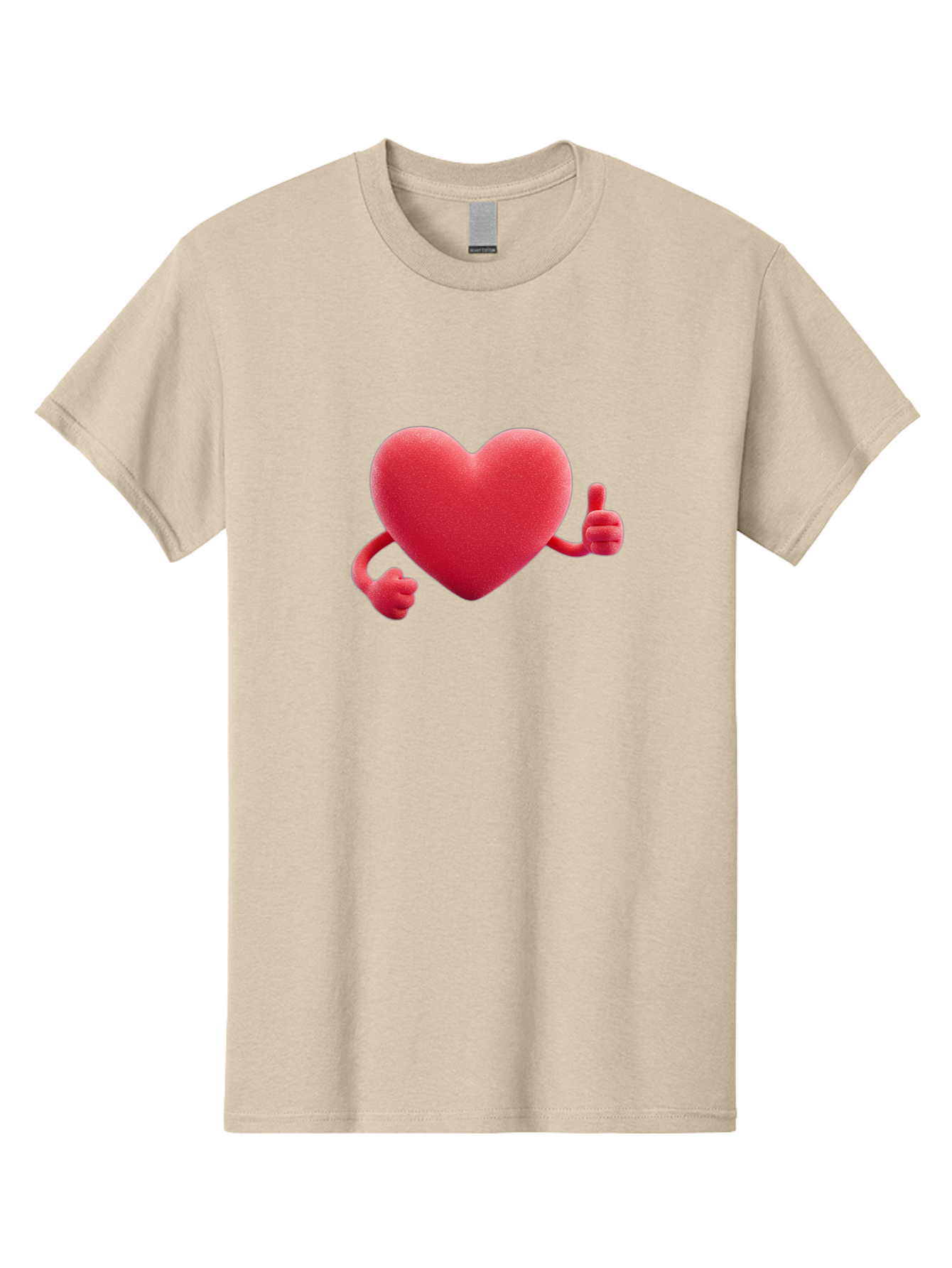 Red-Heart Men'S Graphic Tee, 100% Cotton, Comfortable Casual Summer Wear, Machine Washable, Red Heart Character, Thumbs Up Gesture, Cartoon Heart, Approval Symbol, Love Icon, Positivity, Heart Symbol, Cute Illustration, Heart Gesture Bae255 7