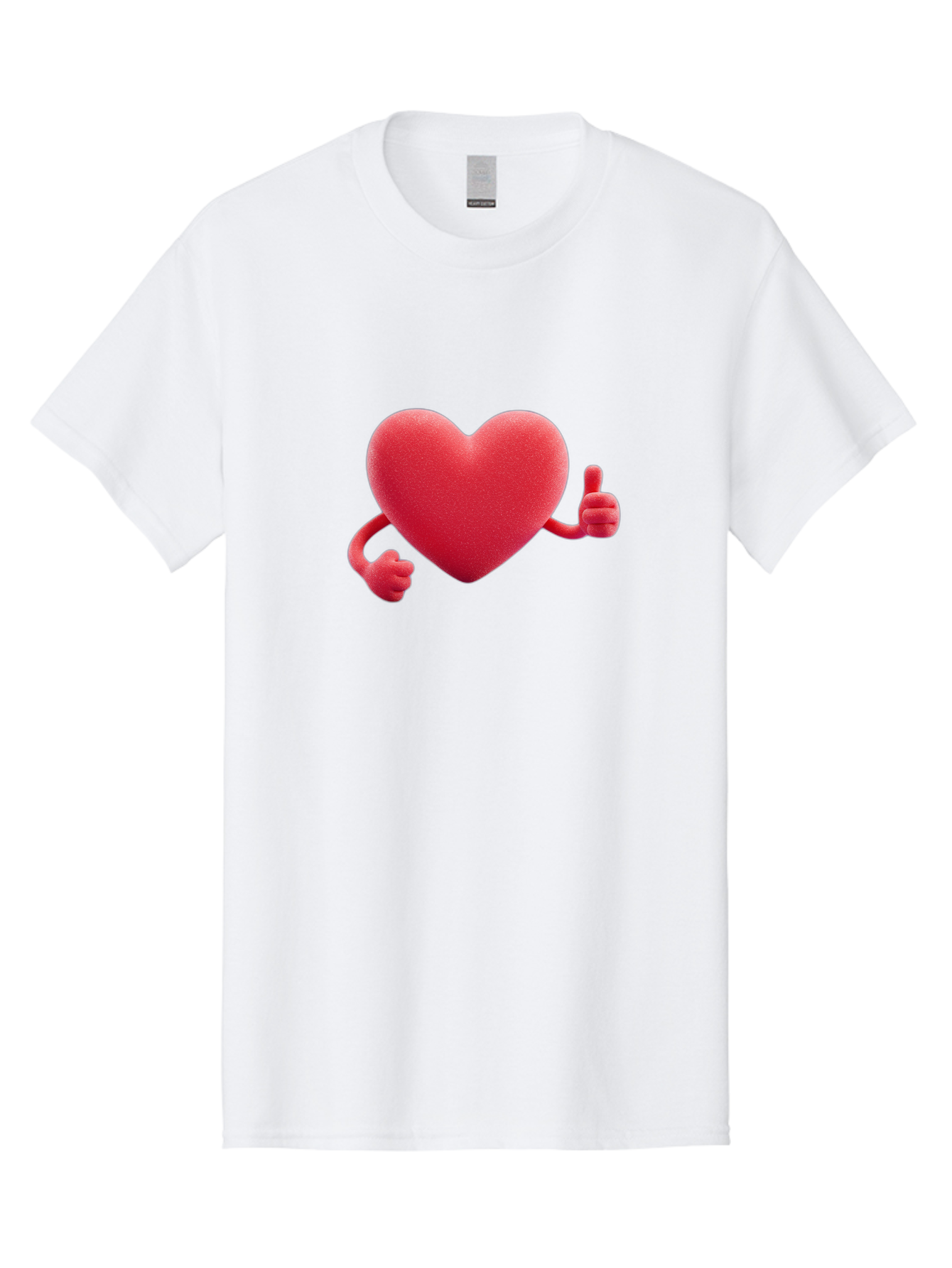 Red-Heart Men'S Graphic Tee, 100% Cotton, Comfortable Casual Summer Wear, Machine Washable, Red Heart Character, Thumbs Up Gesture, Cartoon Heart, Approval Symbol, Love Icon, Positivity, Heart Symbol, Cute Illustration, Heart Gesture Bae255 8