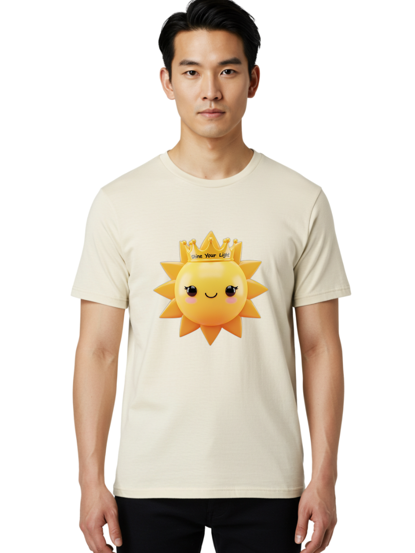 Shine-Your-Light-Sun Men'S Graphic Tee, 100% Cotton, Comfortable Casual Summer Wear, Machine Washable, Smiling Sun Figurine, Inspirational Quote, Motivational Message, Positive Affirmation, Shine Your Light, Cute Cartoon Character, Happy Face, Bae274 22