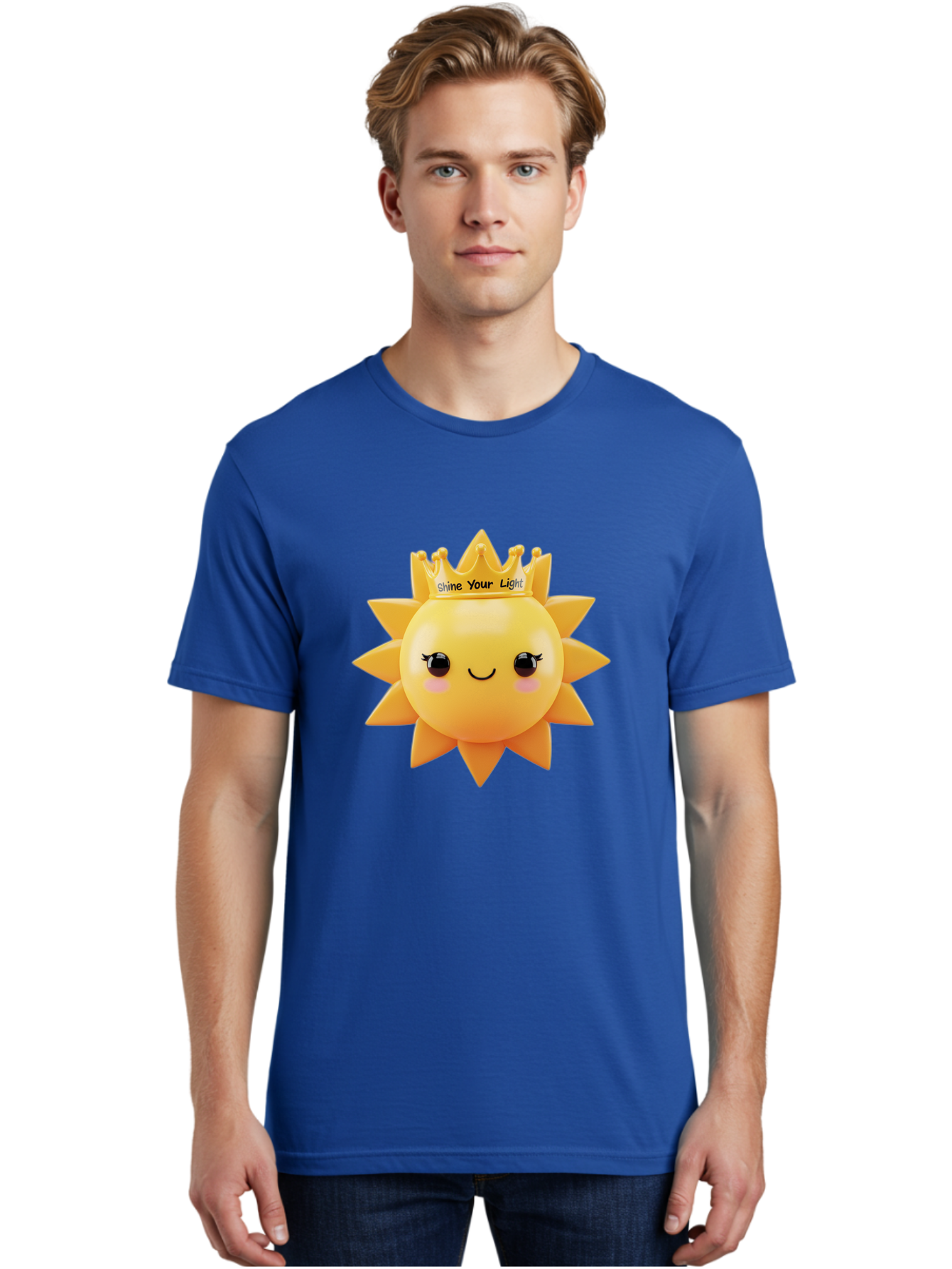 Shine-Your-Light-Sun Men'S Graphic Tee, 100% Cotton, Comfortable Casual Summer Wear, Machine Washable, Smiling Sun Figurine, Inspirational Quote, Motivational Message, Positive Affirmation, Shine Your Light, Cute Cartoon Character, Happy Face, Bae274 20