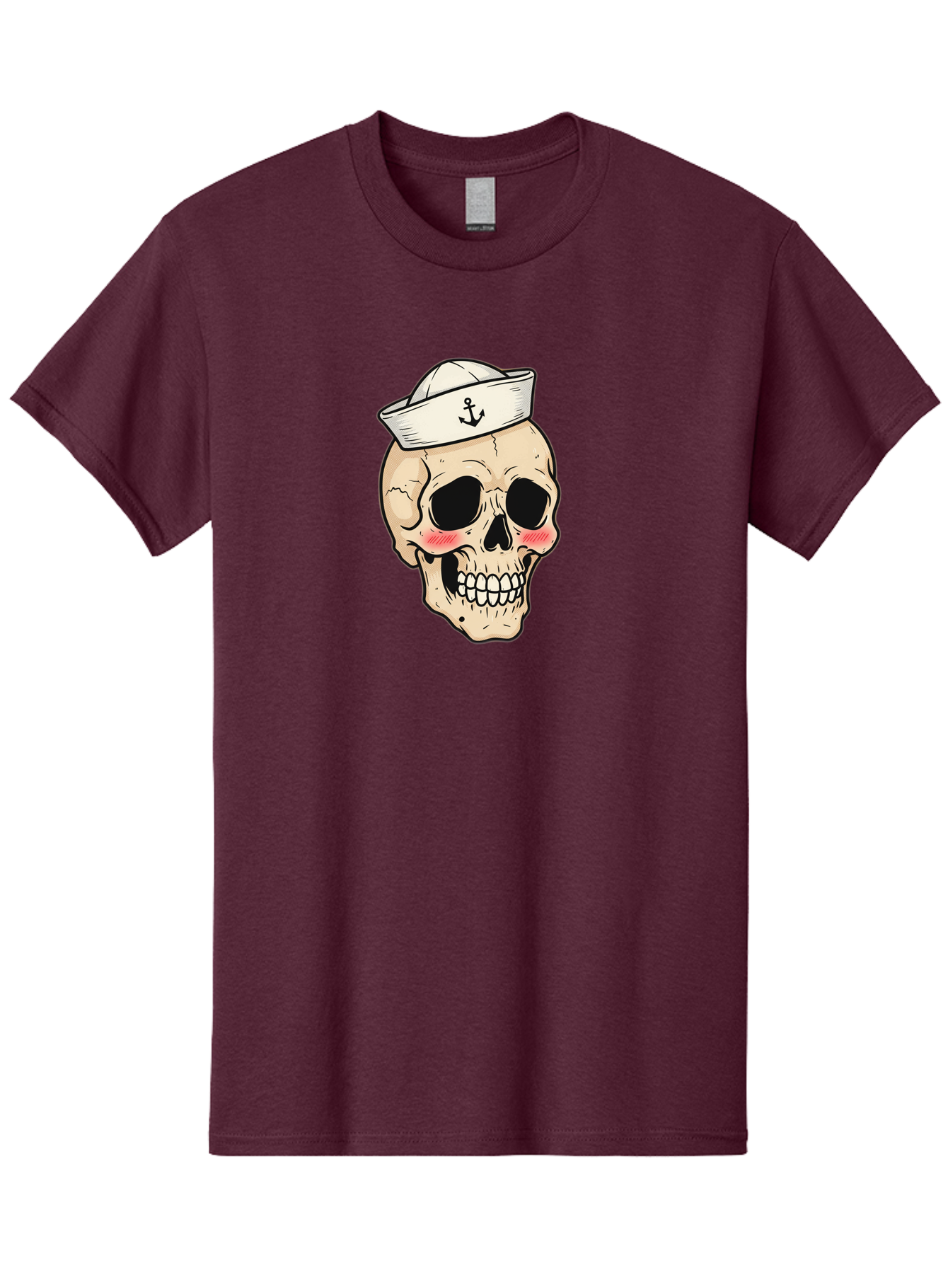 Skull-Sailor Men'S Graphic Tee, 100% Cotton, Comfortable Casual Summer Wear, Machine Washable, Skull Wearing Sailor Hat, Anchor Emblem, Cartoonish Grinning Skull, Nautical Theme, Kawaii Skull, Sailor Skull, Mermaid Skull, Skeleton Face, Bae278 9