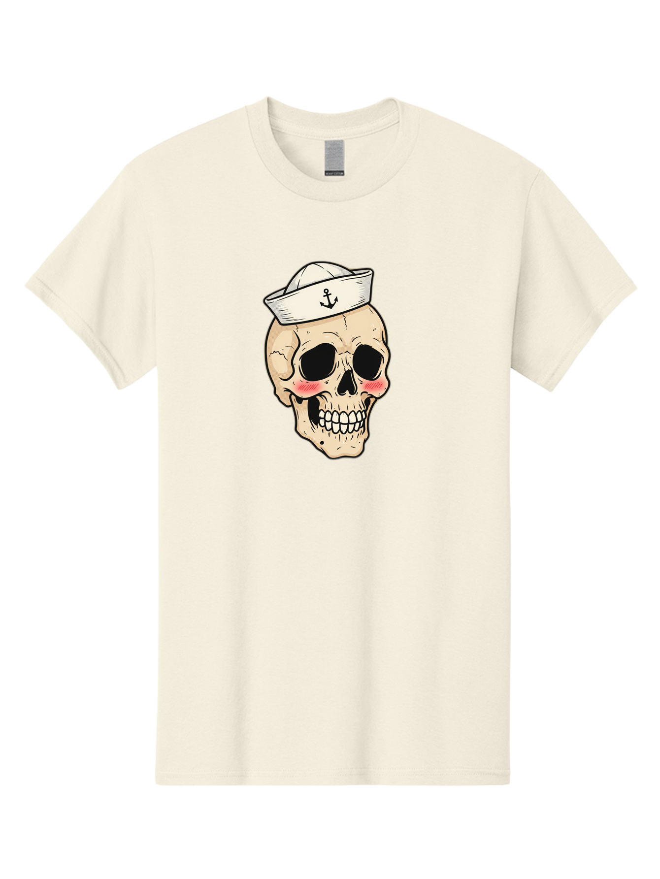 Skull-Sailor Men'S Graphic Tee, 100% Cotton, Comfortable Casual Summer Wear, Machine Washable, Skull Wearing Sailor Hat, Anchor Emblem, Cartoonish Grinning Skull, Nautical Theme, Kawaii Skull, Sailor Skull, Mermaid Skull, Skeleton Face, Bae278 12