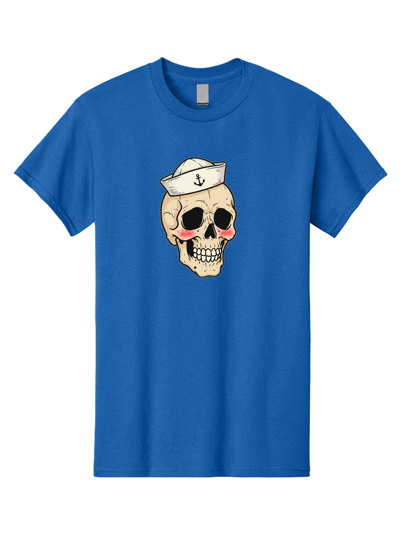 Skull-Sailor Men'S Graphic Tee, 100% Cotton, Comfortable Casual Summer Wear, Machine Washable, Skull Wearing Sailor Hat, Anchor Emblem, Cartoonish Grinning Skull, Nautical Theme, Kawaii Skull, Sailor Skull, Mermaid Skull, Skeleton Face, Bae278 10