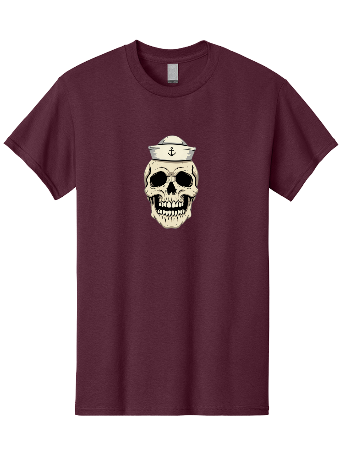 Skull-With-Sailor-Hat-1 Men'S Graphic Tee, 100% Cotton, Comfortable Casual Summer Wear, Machine Washable, Sailor Skull, Anchor Hat, Skull Art, Nautical Theme, Vintage Illustration, Pirate Symbol, Gothic Style, Sailor Hat, Anchor Emblem, Bae280 7