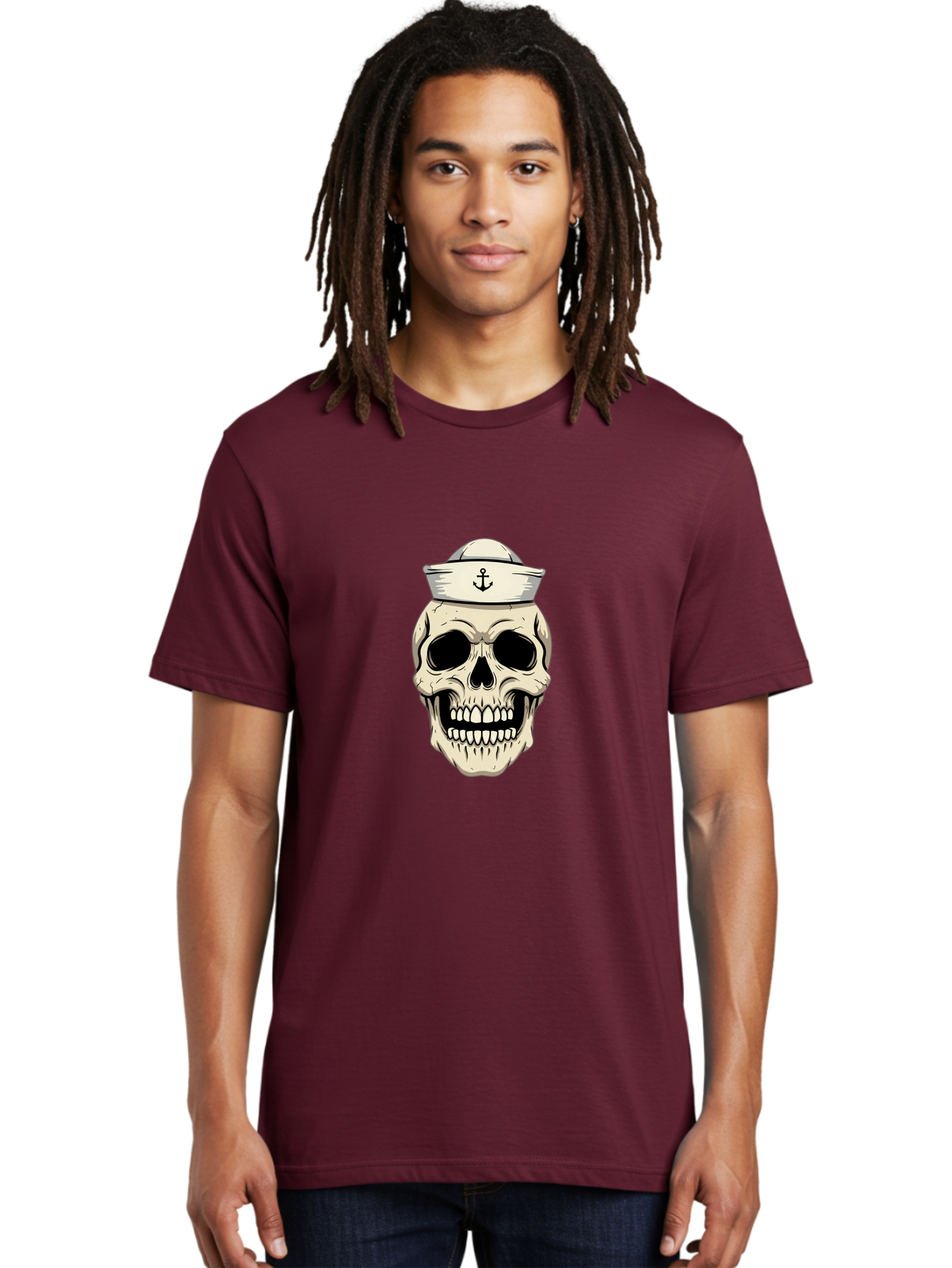 Skull-With-Sailor-Hat-1 Men'S Graphic Tee, 100% Cotton, Comfortable Casual Summer Wear, Machine Washable, Sailor Skull, Anchor Hat, Skull Art, Nautical Theme, Vintage Illustration, Pirate Symbol, Gothic Style, Sailor Hat, Anchor Emblem, Bae280 22