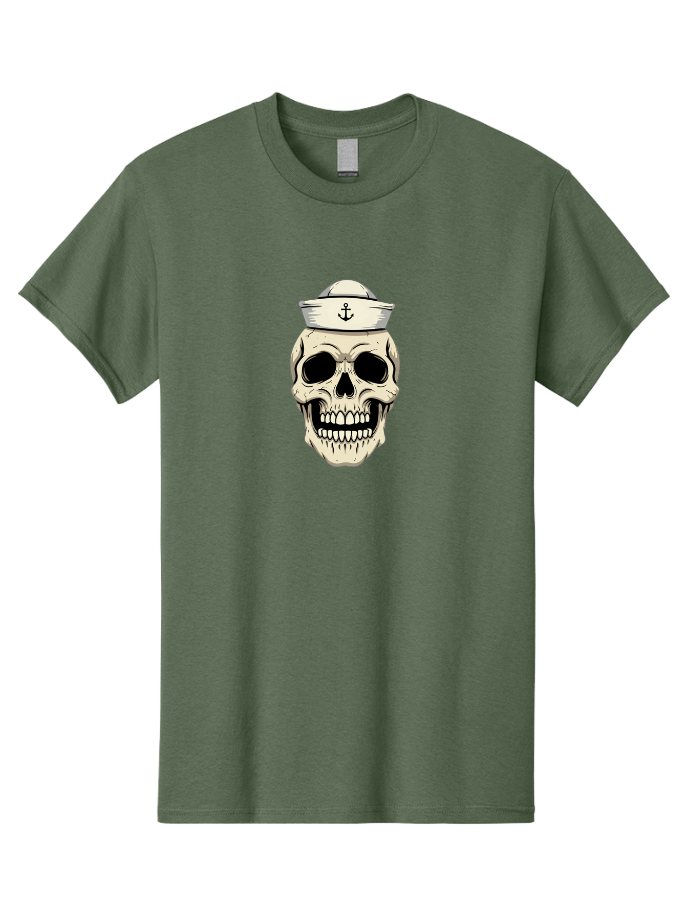 Skull-With-Sailor-Hat-1 Men'S Graphic Tee, 100% Cotton, Comfortable Casual Summer Wear, Machine Washable, Sailor Skull, Anchor Hat, Skull Art, Nautical Theme, Vintage Illustration, Pirate Symbol, Gothic Style, Sailor Hat, Anchor Emblem, Bae280 1