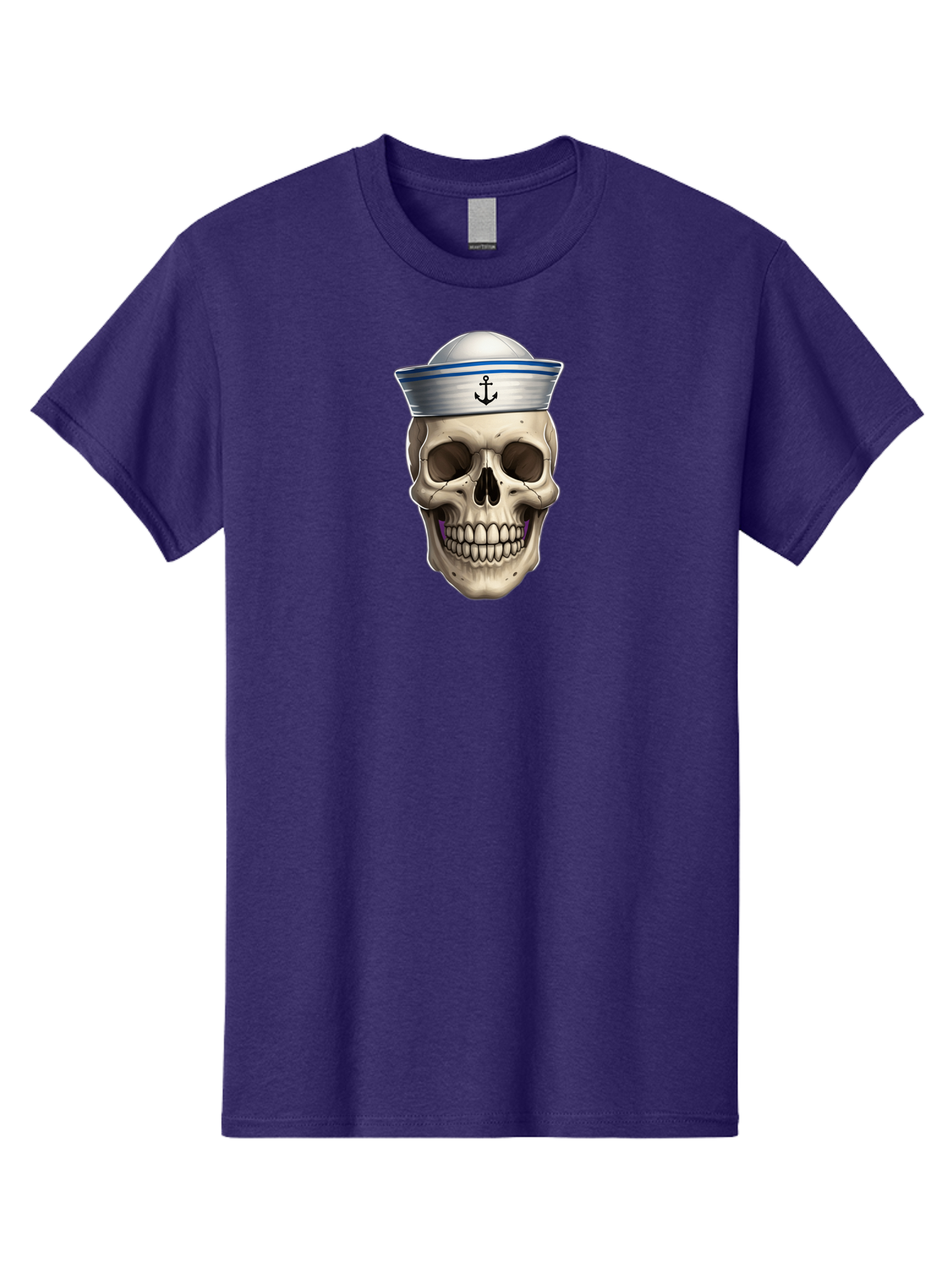 Skull-With-Sailor-Hat Men'S Graphic Tee, 100% Cotton, Comfortable Casual Summer Wear, Machine Washable, Sailor Skull, Human Skull, Sailor Hat, Anchor Symbol, Gothic Style, Grunge Aesthetic, Edgy Design, Bold Illustration Bae281 9