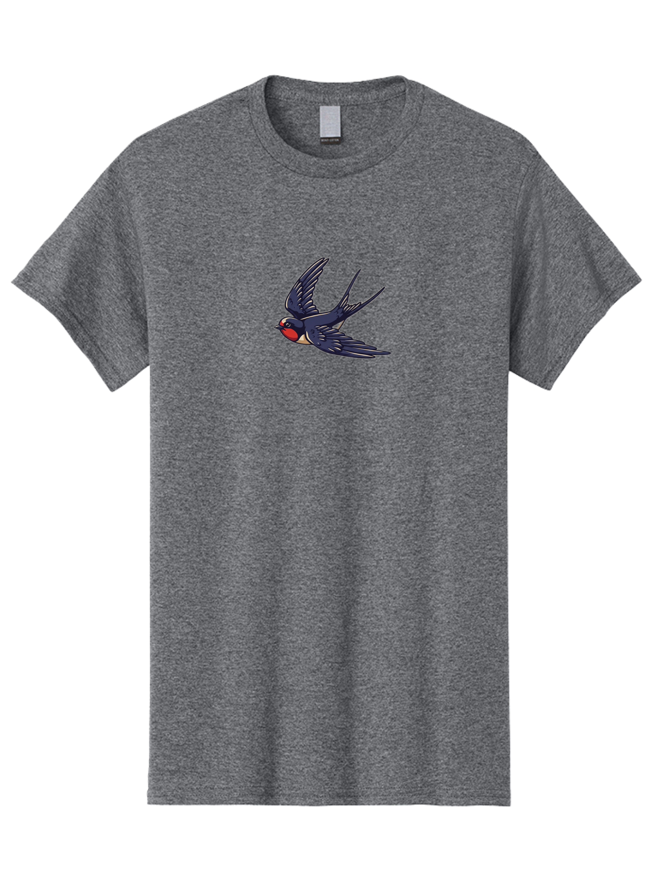 Swallow-1 Men'S Graphic Tee, 100% Cotton, Comfortable Casual Summer Wear, Machine Washable, Swallow Bird In Flight, Dark Blue Wings, Red Face, White Belly, Bird Illustration, Cartoon Style, Wildlife Art, Flying Bird, Stylized Portrait Bae289 13