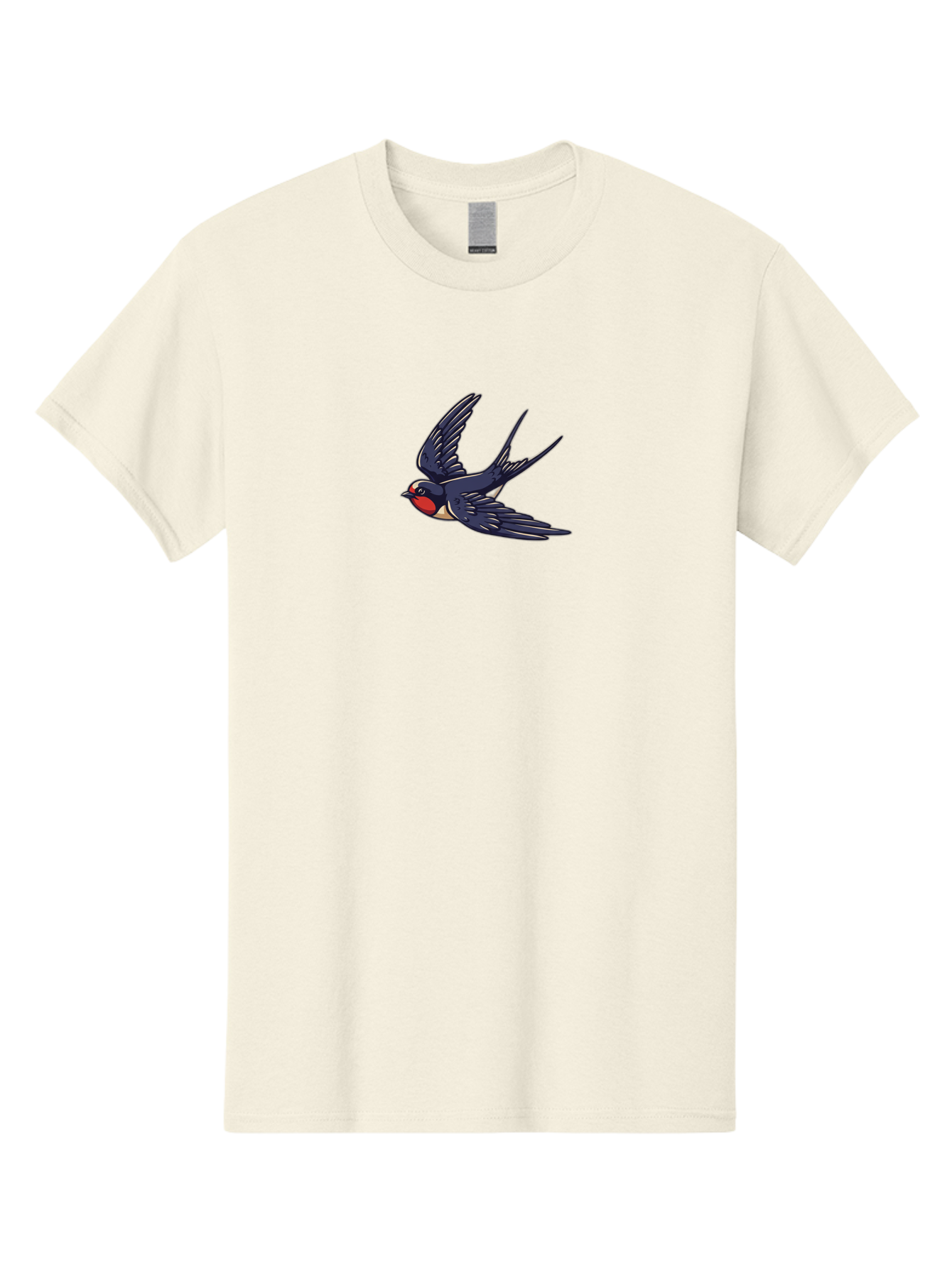 Swallow-1 Men'S Graphic Tee, 100% Cotton, Comfortable Casual Summer Wear, Machine Washable, Swallow Bird In Flight, Dark Blue Wings, Red Face, White Belly, Bird Illustration, Cartoon Style, Wildlife Art, Flying Bird, Stylized Portrait Bae289 11