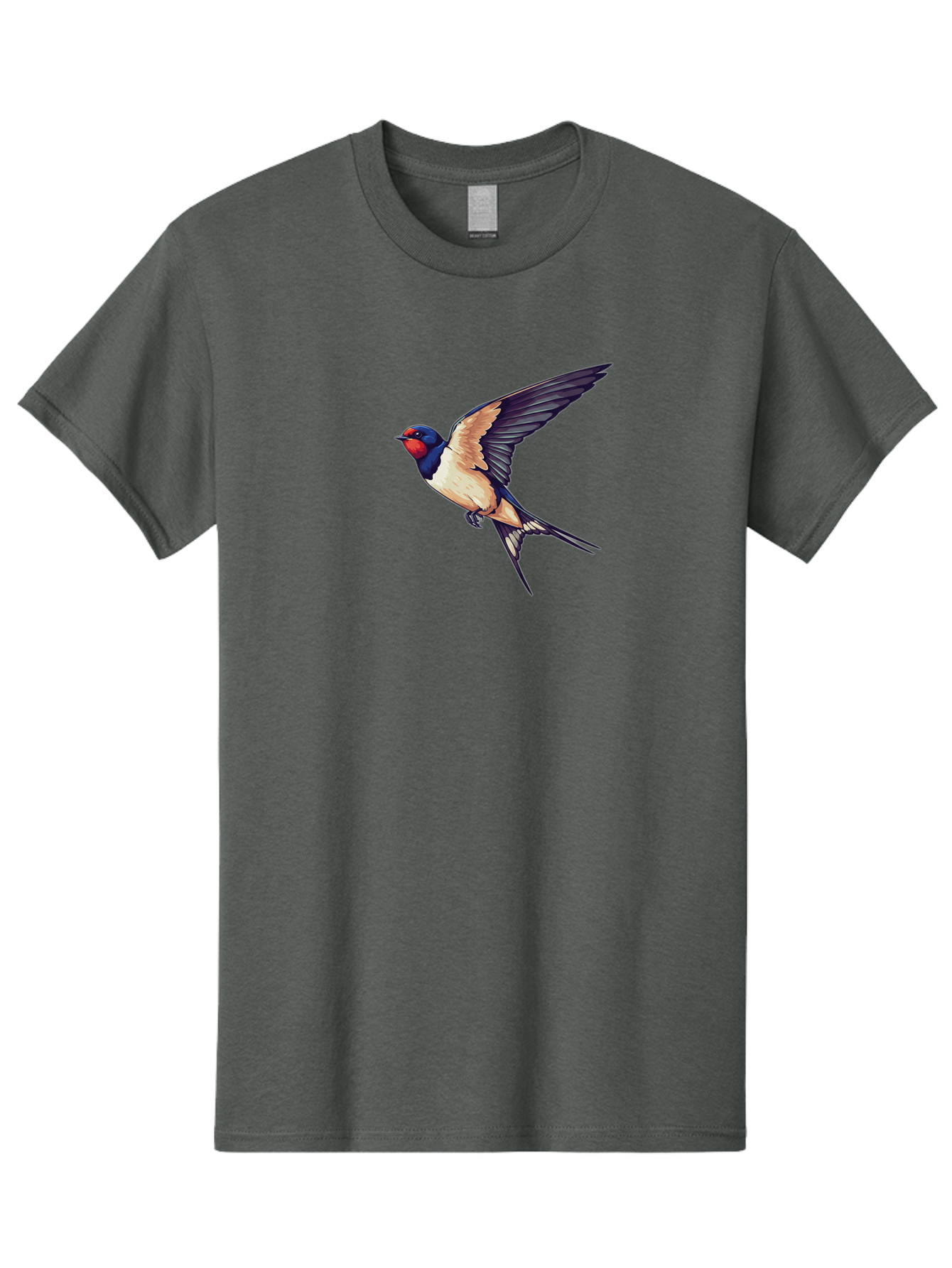 Swallow-Bird-1 Men'S Graphic Tee, 100% Cotton, Comfortable Casual Summer Wear, Machine Washable, Bird In Flight, Swallow Species, Blue And Red Head, White And Black Wings, Natural Flight, Birdwatching, Wildlife Photography, Migratory Bird, Bae292 3