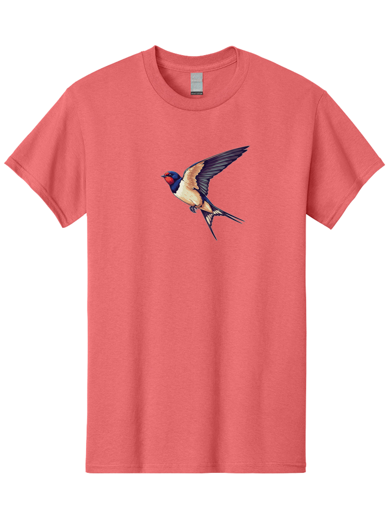 Swallow-Bird-1 Men'S Graphic Tee, 100% Cotton, Comfortable Casual Summer Wear, Machine Washable, Bird In Flight, Swallow Species, Blue And Red Head, White And Black Wings, Natural Flight, Birdwatching, Wildlife Photography, Migratory Bird, Bae292 4