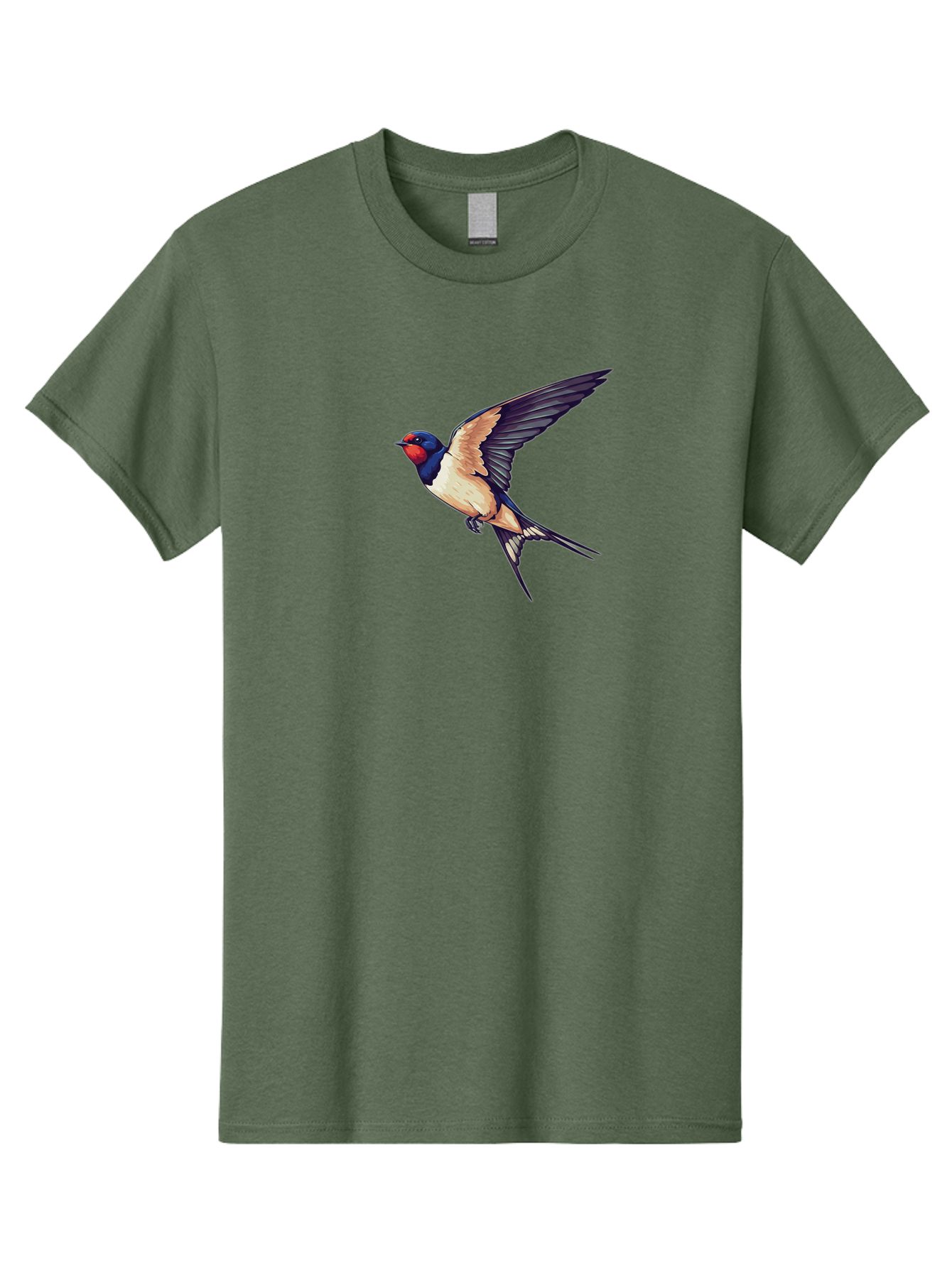 Swallow-Bird-1 Men'S Graphic Tee, 100% Cotton, Comfortable Casual Summer Wear, Machine Washable, Bird In Flight, Swallow Species, Blue And Red Head, White And Black Wings, Natural Flight, Birdwatching, Wildlife Photography, Migratory Bird, Bae292 7