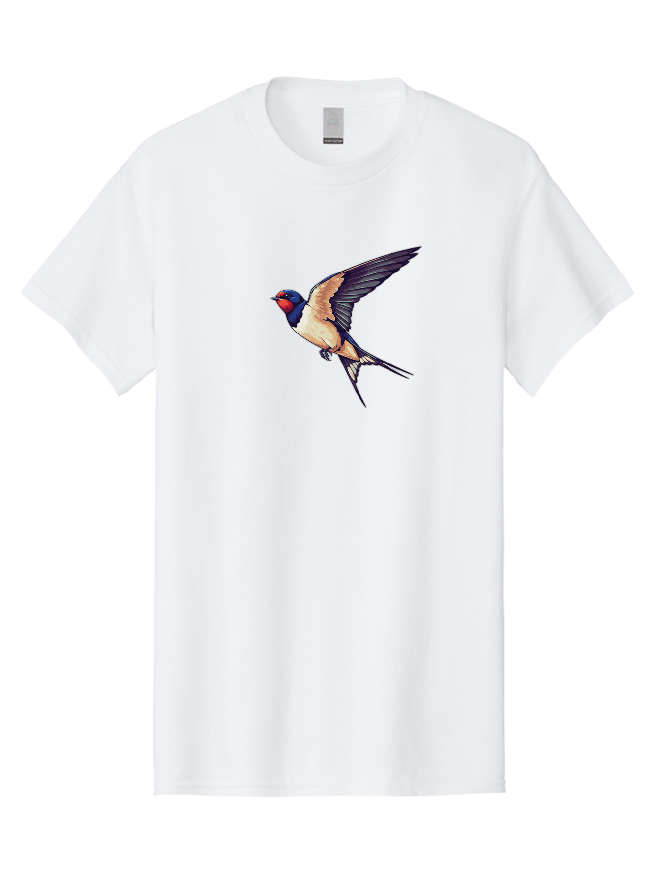 Swallow-Bird-1 Men'S Graphic Tee, 100% Cotton, Comfortable Casual Summer Wear, Machine Washable, Bird In Flight, Swallow Species, Blue And Red Head, White And Black Wings, Natural Flight, Birdwatching, Wildlife Photography, Migratory Bird, Bae292 11