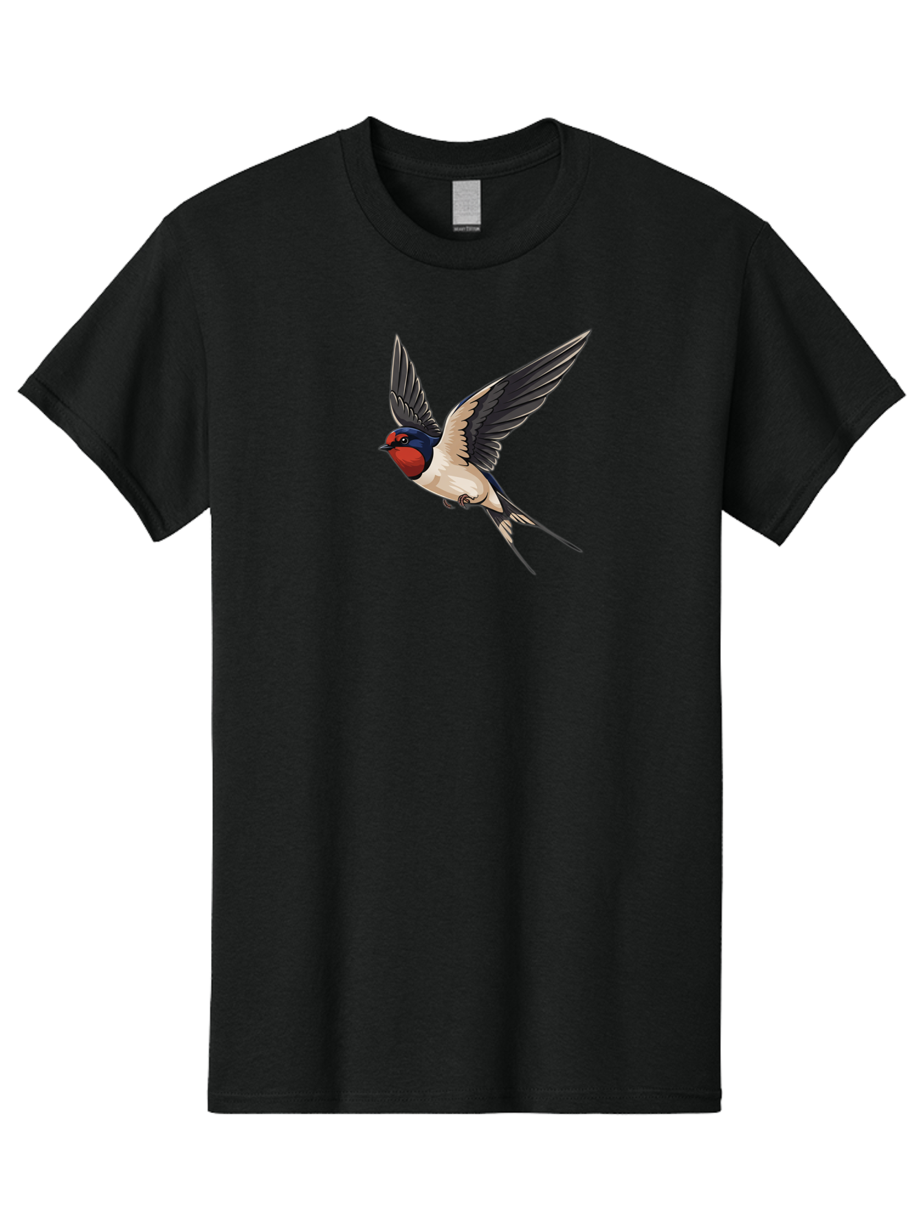 Swallow-Bird-In-Flight Men'S Graphic Tee, 100% Cotton, Comfortable Casual Summer Wear, Machine Washable, Swallow Bird In Flight, Red Face, Blue Head, White Belly, Black Wings, Bird Species, Wildlife Illustration, Flying Bird, Animal Art Bae293 11