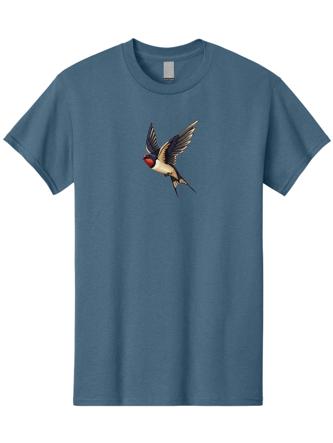 Swallow-Bird Men'S Graphic Tee, 100% Cotton, Comfortable Casual Summer Wear, Machine Washable, Swallow Bird In Flight, Bird Flying, Black And White Bird, Red Face Bird, Wingspan, Bird Species, Wildlife Illustration, Nature Art Bae294 2