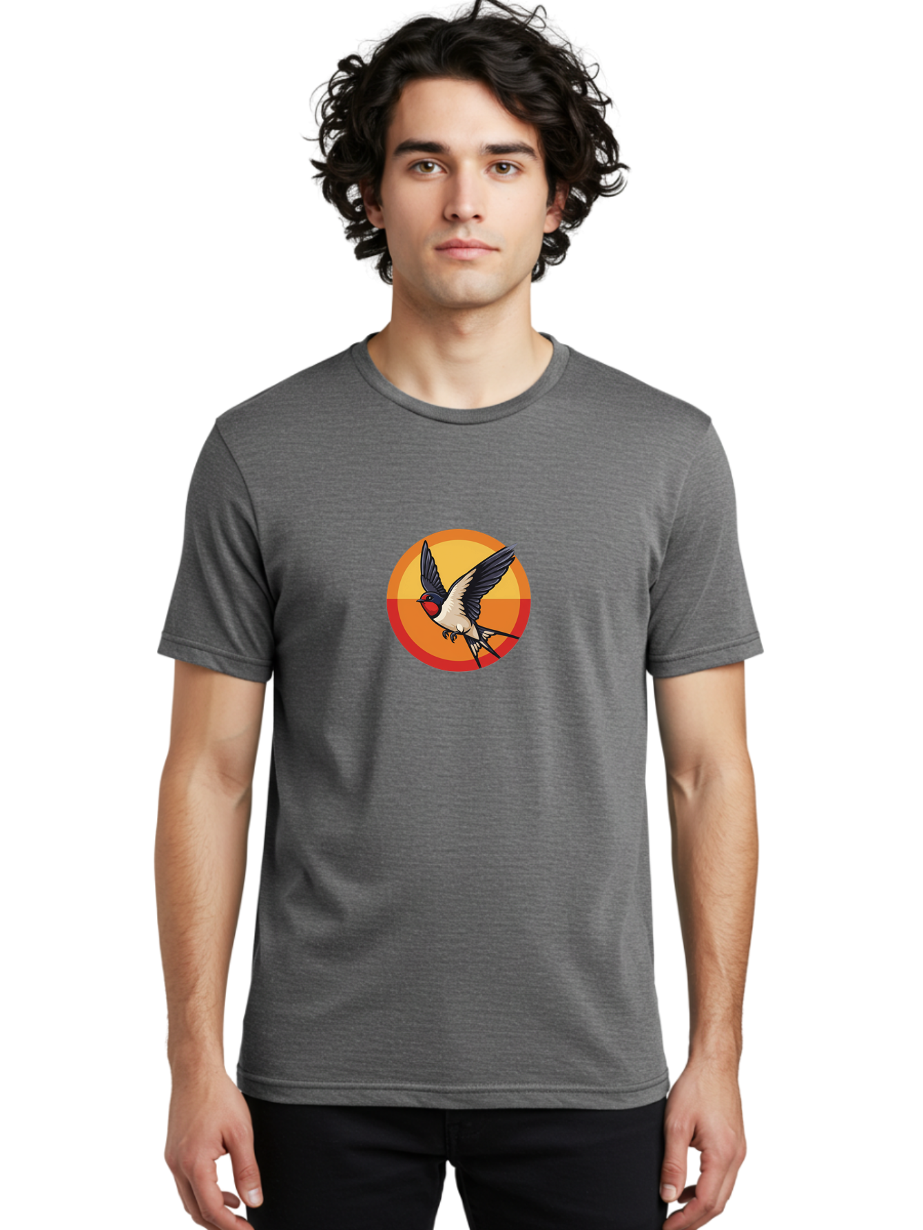 Swallow-In-Flight-2 Men'S Graphic Tee, 100% Cotton, Comfortable Casual Summer Wear, Machine Washable, Swallow Bird, Flying Bird, Bird In Flight, Cartoon Illustration, Vibrant Colors, Dynamic Movement, Wildlife Artwork, Birdwatching, Bae297 17