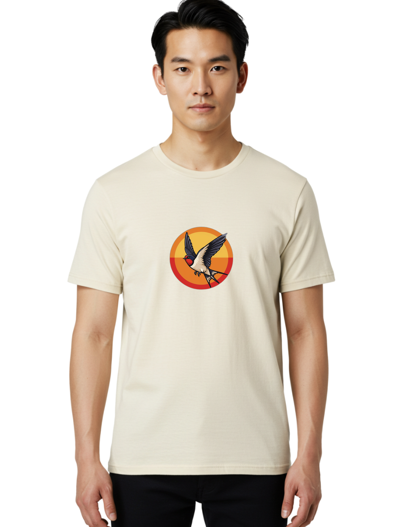 Swallow-In-Flight-2 Men'S Graphic Tee, 100% Cotton, Comfortable Casual Summer Wear, Machine Washable, Swallow Bird, Flying Bird, Bird In Flight, Cartoon Illustration, Vibrant Colors, Dynamic Movement, Wildlife Artwork, Birdwatching, Bae297 29
