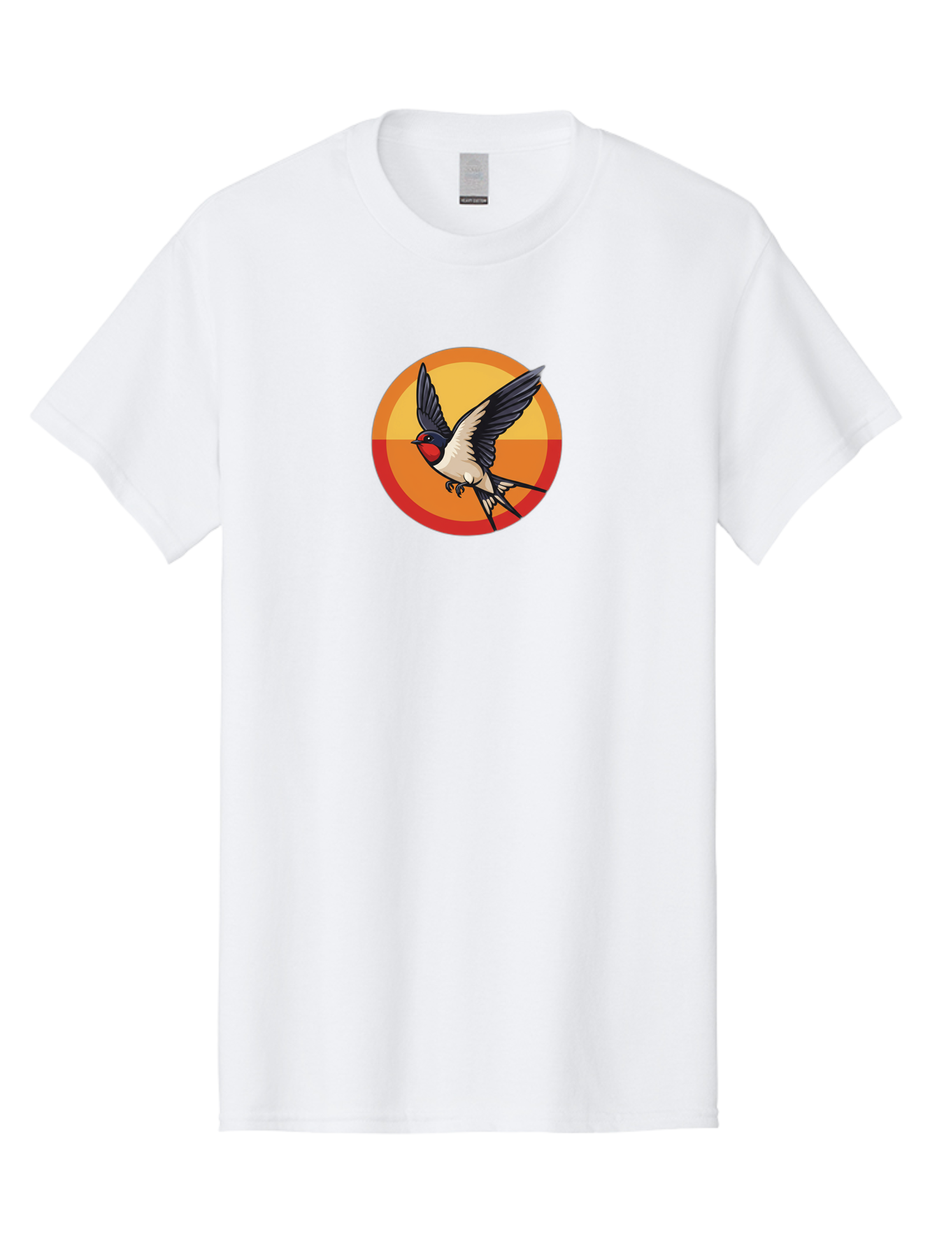 Swallow-In-Flight-2 Men'S Graphic Tee, 100% Cotton, Comfortable Casual Summer Wear, Machine Washable, Swallow Bird, Flying Bird, Bird In Flight, Cartoon Illustration, Vibrant Colors, Dynamic Movement, Wildlife Artwork, Birdwatching, Bae297 5
