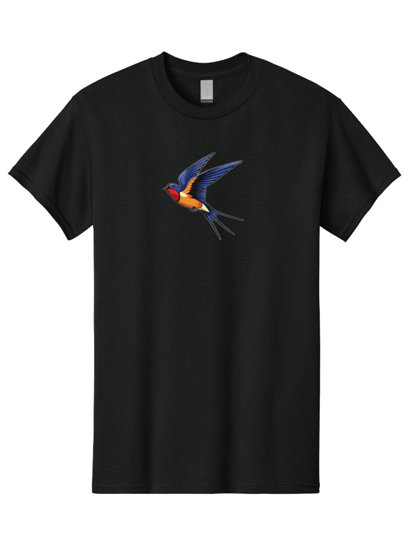 Swallow-In-Flight Men'S Graphic Tee, 100% Cotton, Comfortable Casual Summer Wear, Machine Washable, Barn Swallow In Flight, Colorful Bird, Blue Wings, Orange Belly, Red Face, Wildlife Illustration, Bird Watching, Migratory Bird, Nature Art Bae298 10