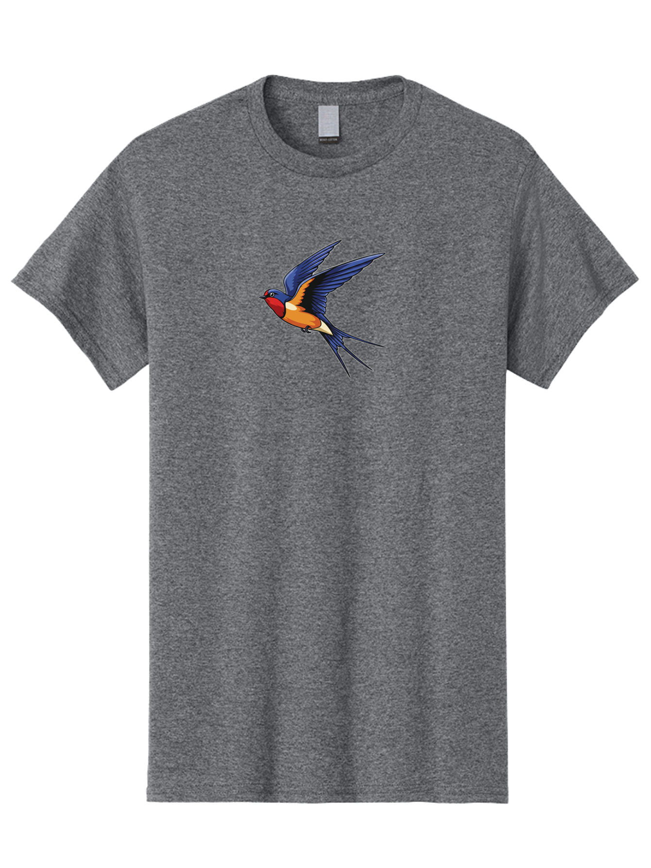 Swallow-In-Flight Men'S Graphic Tee, 100% Cotton, Comfortable Casual Summer Wear, Machine Washable, Barn Swallow In Flight, Colorful Bird, Blue Wings, Orange Belly, Red Face, Wildlife Illustration, Bird Watching, Migratory Bird, Nature Art Bae298 11