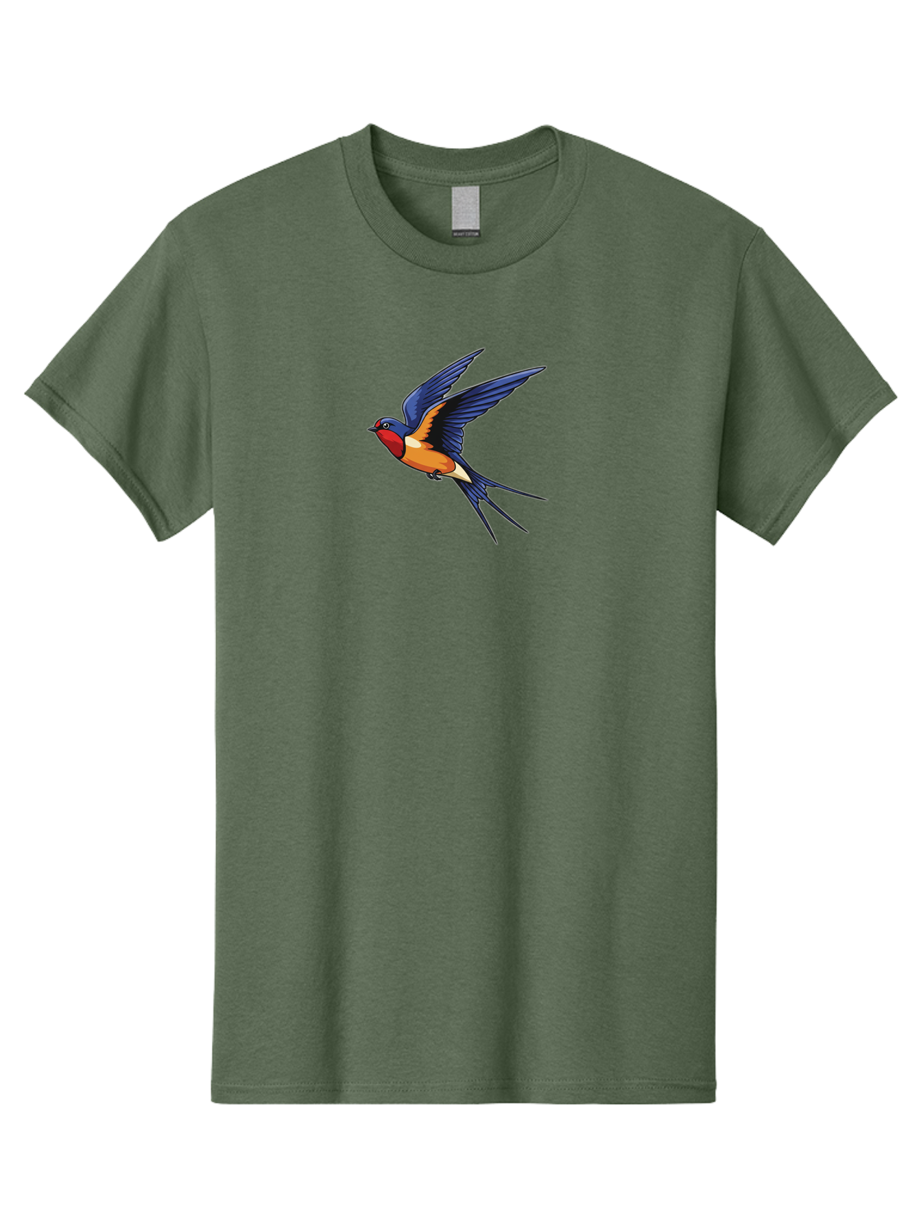 Swallow-In-Flight Men'S Graphic Tee, 100% Cotton, Comfortable Casual Summer Wear, Machine Washable, Barn Swallow In Flight, Colorful Bird, Blue Wings, Orange Belly, Red Face, Wildlife Illustration, Bird Watching, Migratory Bird, Nature Art Bae298 6