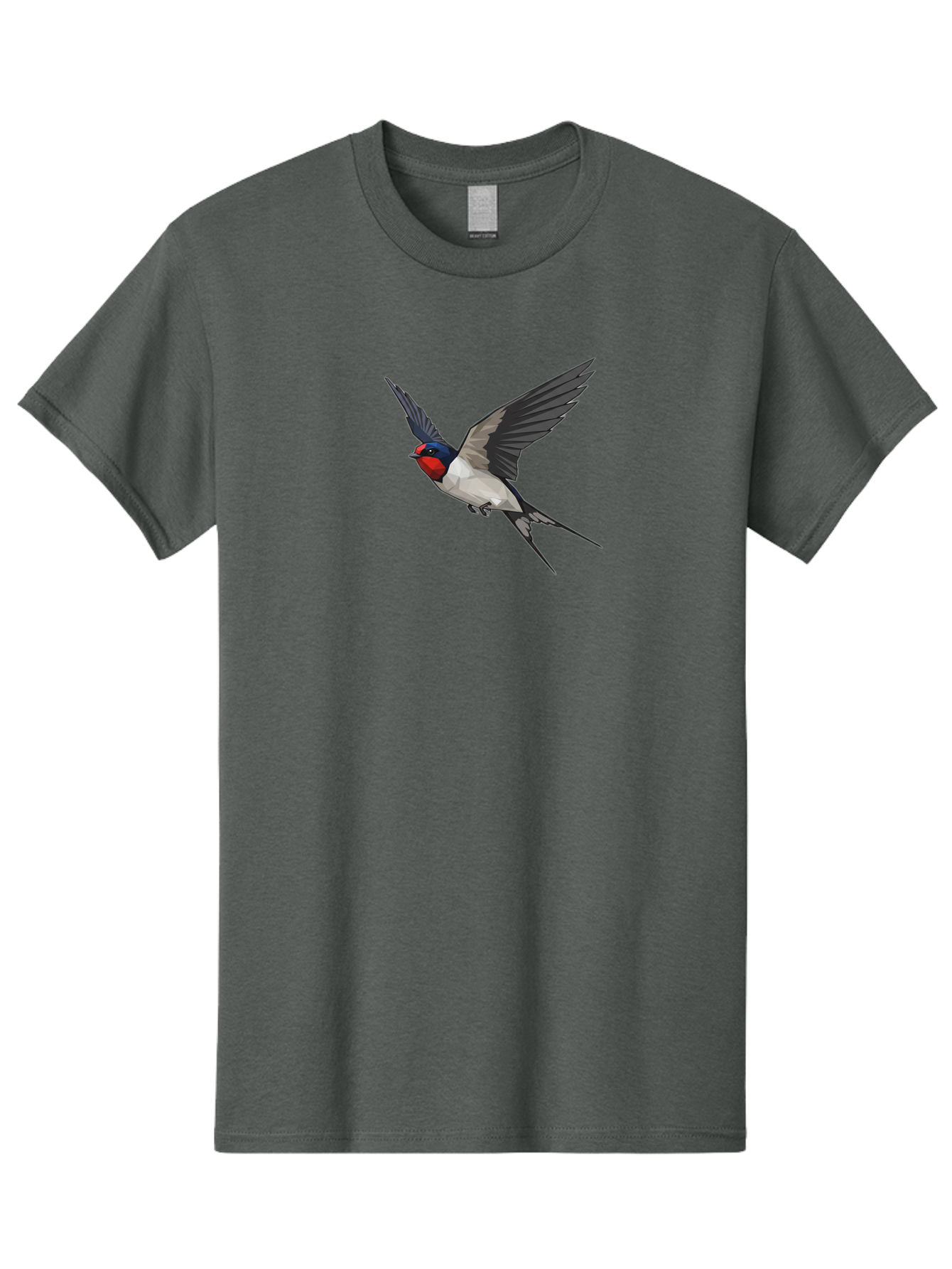 Swallow Men'S Graphic Tee, 100% Cotton, Comfortable Casual Summer Wear, Machine Washable, Swallow In Flight, Bird Flying, Wildlife Illustration, Colorful Plumage, Dynamic Movement, Avian Art, Cartoon Bird, Red Face, Blue Head, White Body, Bae299 13