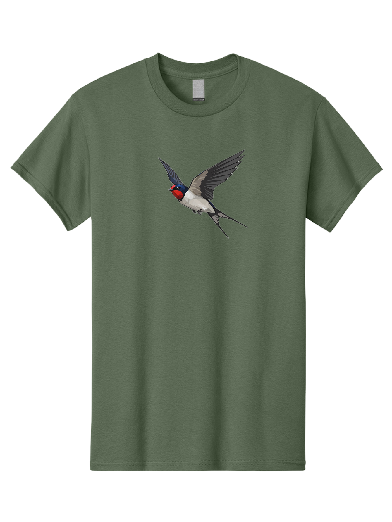 Swallow Men'S Graphic Tee, 100% Cotton, Comfortable Casual Summer Wear, Machine Washable, Swallow In Flight, Bird Flying, Wildlife Illustration, Colorful Plumage, Dynamic Movement, Avian Art, Cartoon Bird, Red Face, Blue Head, White Body, Bae299 12