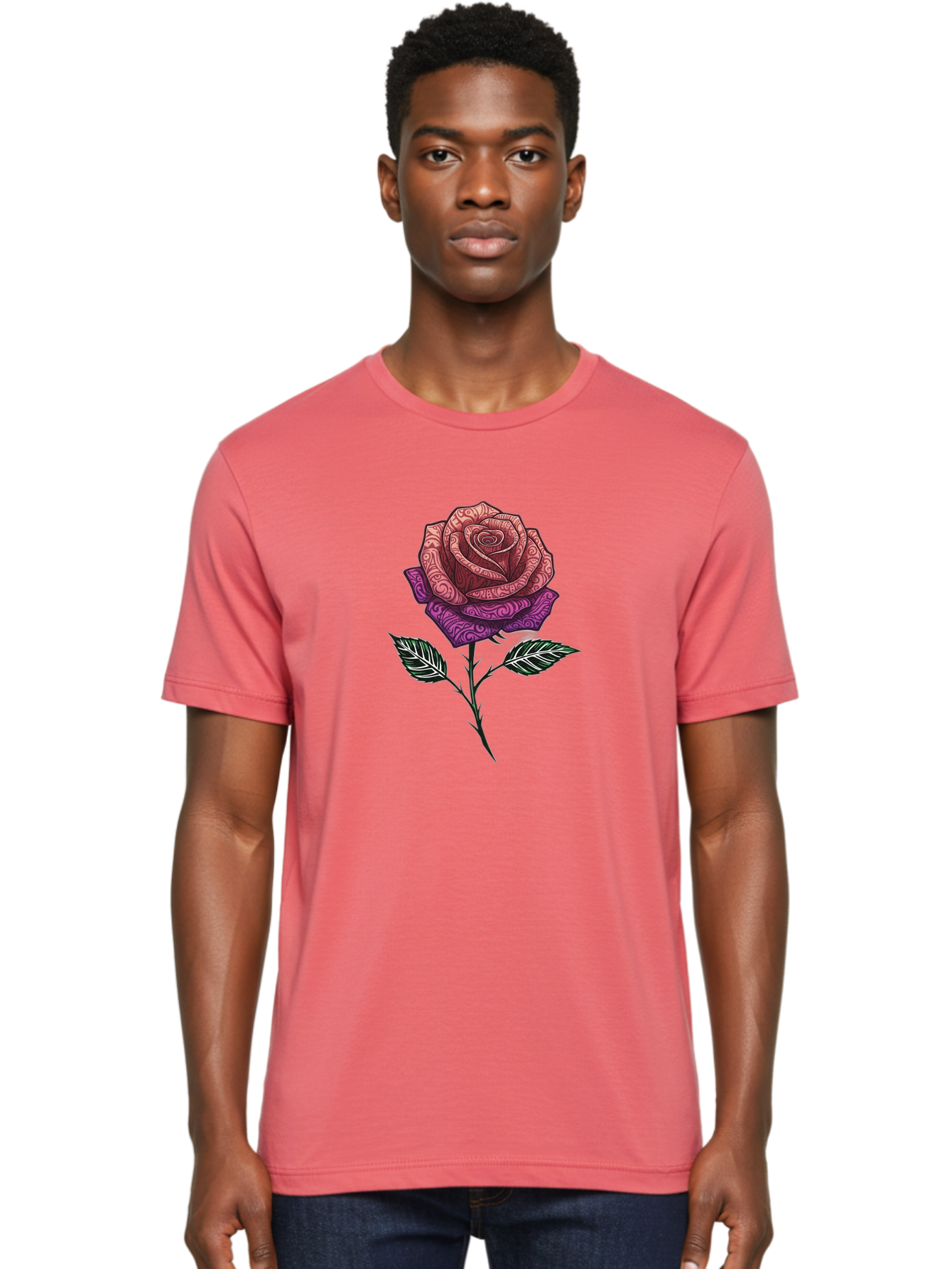 Tattoo-Rose Men'S Graphic Tee, 100% Cotton, Comfortable Casual Summer Wear, Machine Washable, Henna Art Rose, Beautiful Flower, Intricate Designs, Floral Pattern, Decorative Rose, Tattoo Style Bae301 27