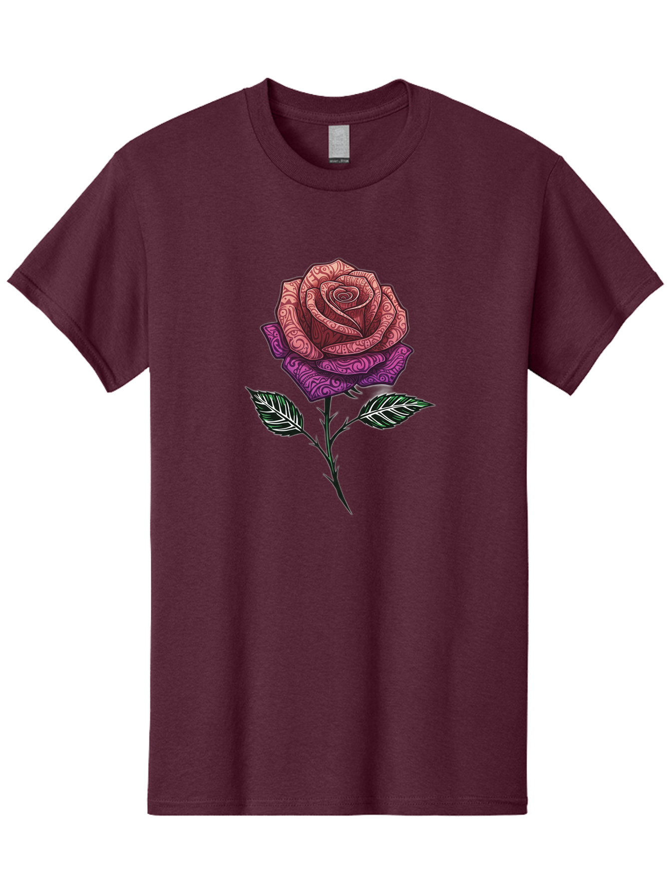 Tattoo-Rose Men'S Graphic Tee, 100% Cotton, Comfortable Casual Summer Wear, Machine Washable, Henna Art Rose, Beautiful Flower, Intricate Designs, Floral Pattern, Decorative Rose, Tattoo Style Bae301 3