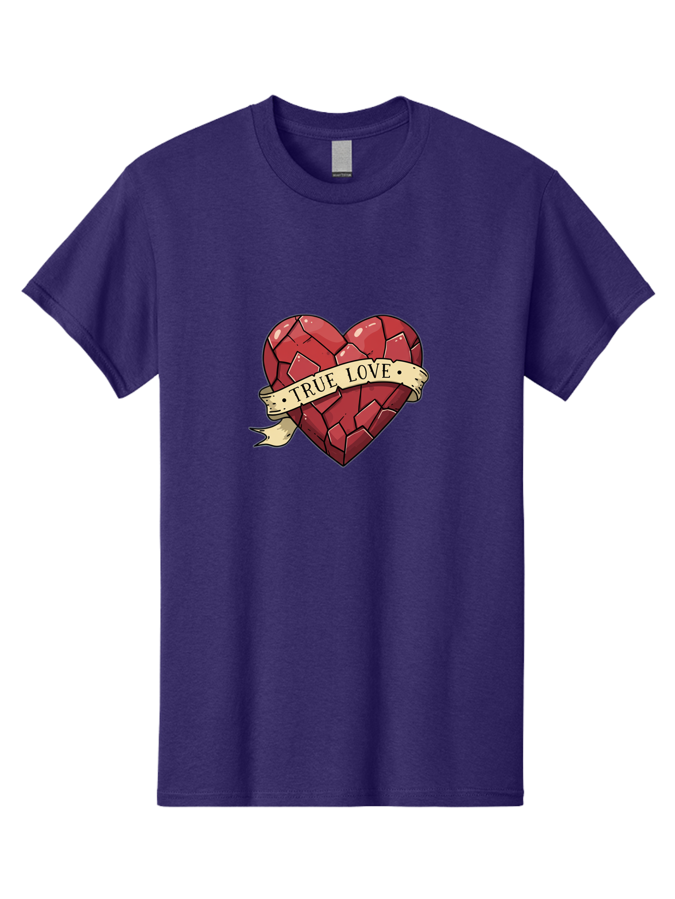 True-Love-10 Men'S Graphic Tee, 100% Cotton, Comfortable Casual Summer Wear, Machine Washable, Shattered Heart, Broken Heart, True Love, Vintage Style, Tattoo Art, Heartbreak, Love Symbol, Red Heart, Beige Ribbon Bae310 8