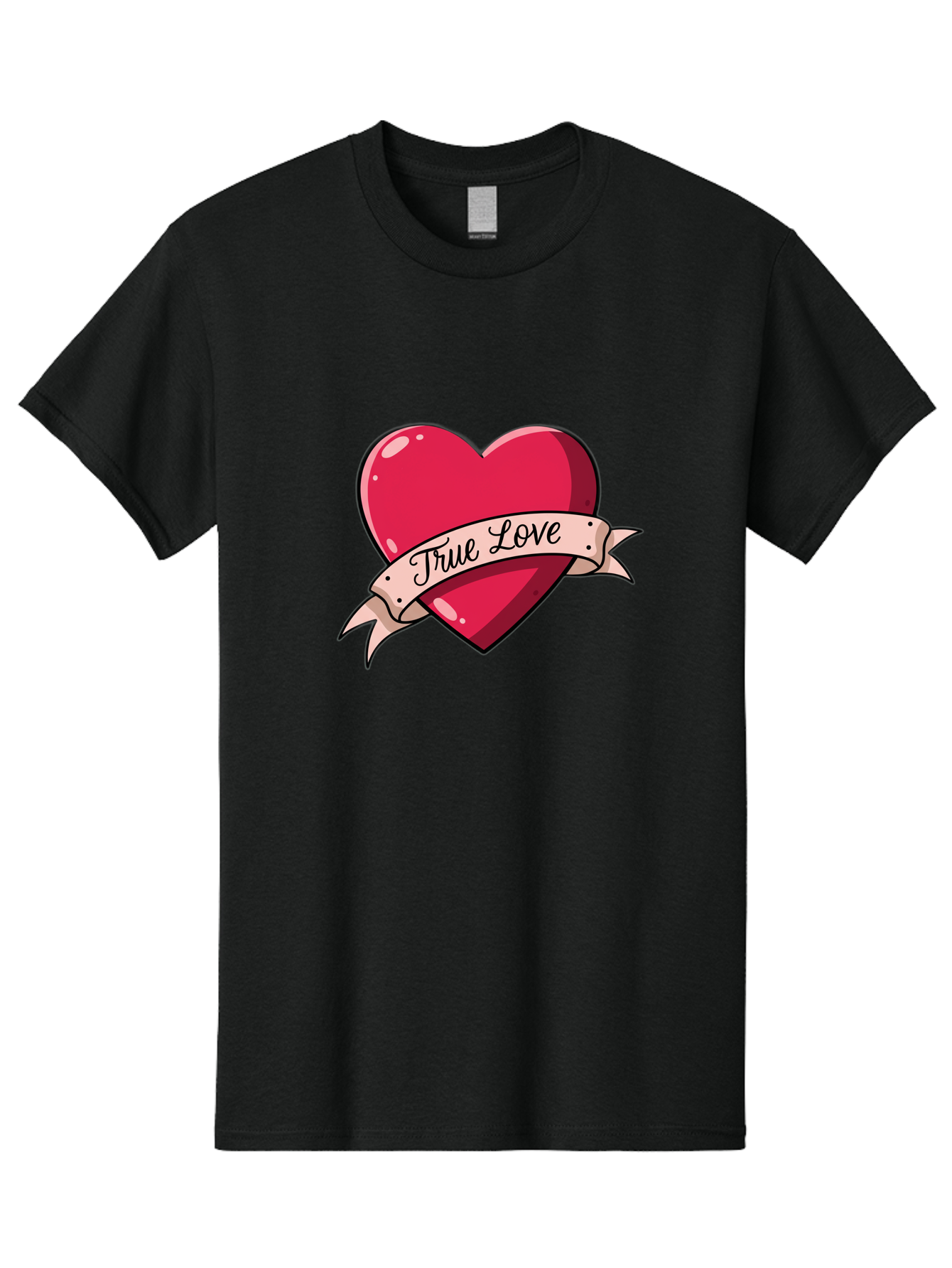 True-Love-2 Men'S Graphic Tee, 100% Cotton, Comfortable Casual Summer Wear, Machine Washable, Sweetheart Tattoo Design, Heart With Ribbon, True Love Phrase, Tattoo Art, Valentine Symbol, Love Heart Bae311 4