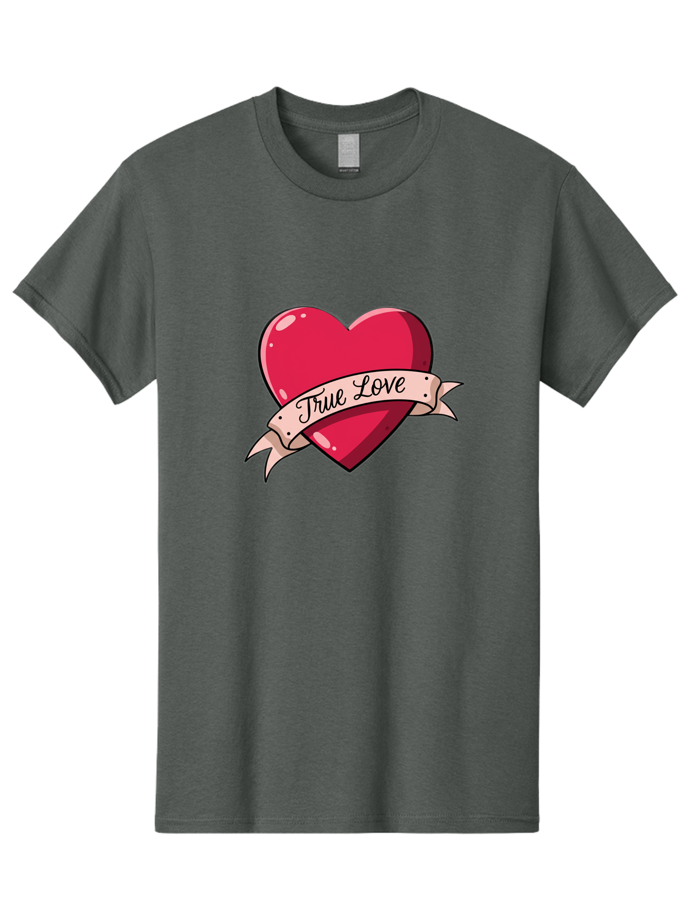 True-Love-2 Men'S Graphic Tee, 100% Cotton, Comfortable Casual Summer Wear, Machine Washable, Sweetheart Tattoo Design, Heart With Ribbon, True Love Phrase, Tattoo Art, Valentine Symbol, Love Heart Bae311 6